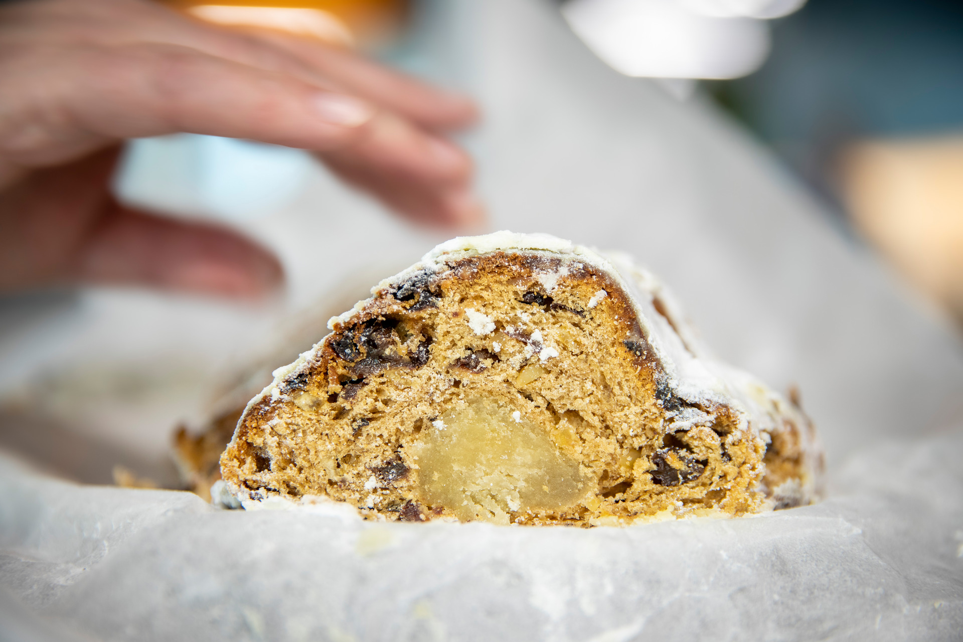 Wait a week before cutting - if you can. Inside a Daily Bread stollen. Photo/Michael Craig