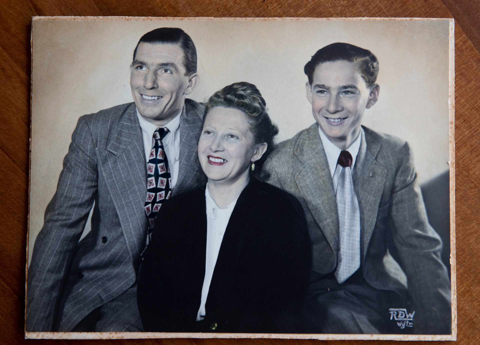 Tanya Hart's father Andrie Hart (as a boy) and her grandmother Dora Krasner with her second husband Peter Hart who brought them to New Zealand in 1948. Photo / Dean Purcell