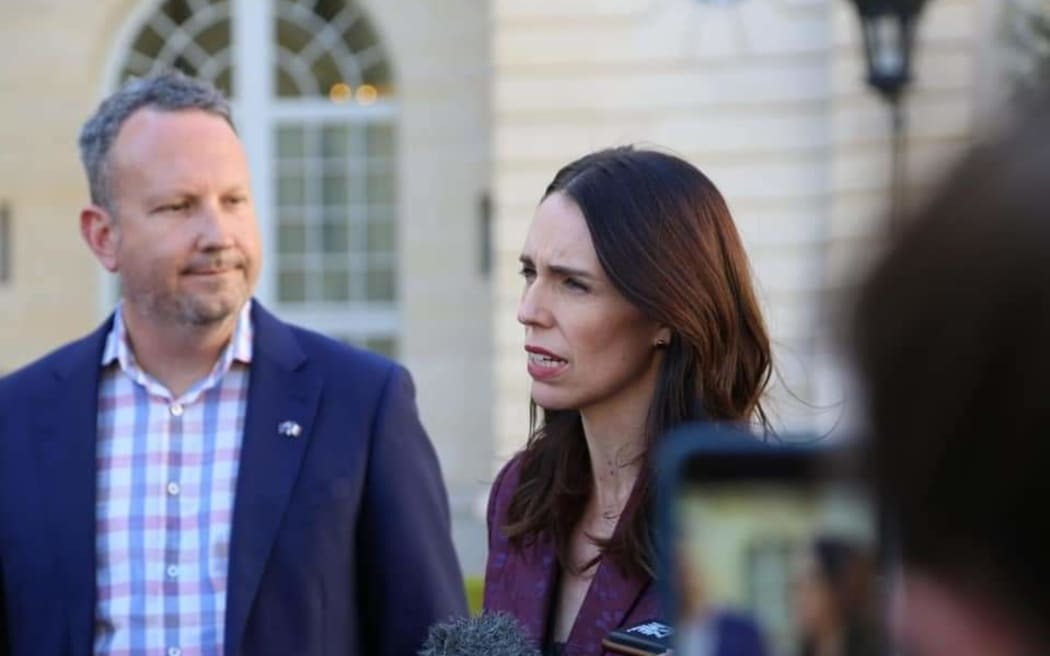 Prime Minister Jacinda Ardern with Jordan Carter from Internet New Zealand. Photo / Ministry of Foreign Affairs and Trade