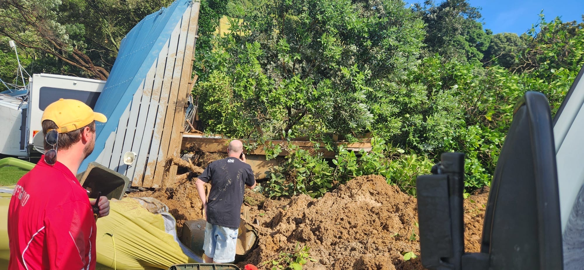 Photos taken in the immediate aftermath of the Mount Maunganui landslide. Photo / Bill Baker