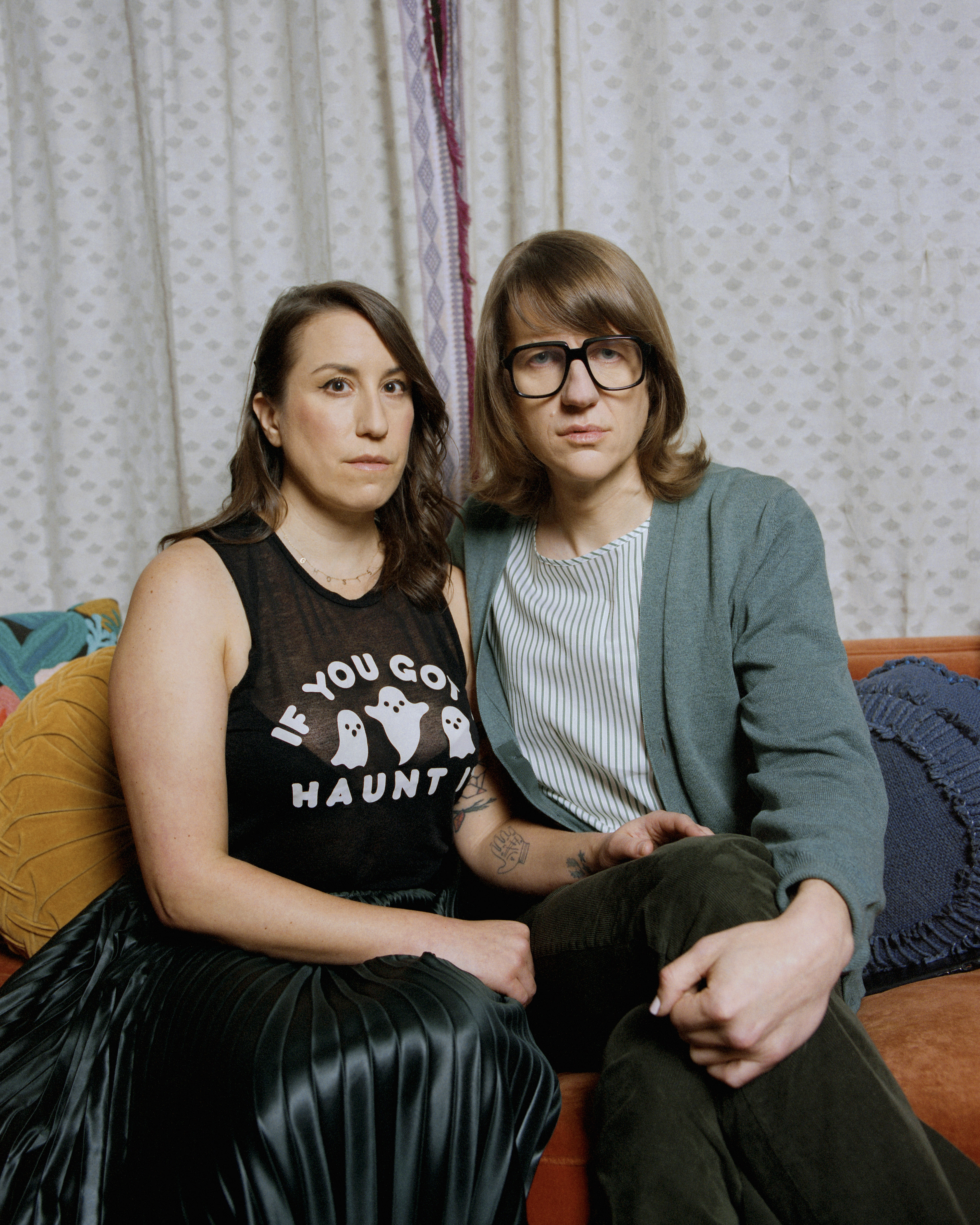 Ashley Lyle, left, and Bart Nickerson, creators of the series 'Yellowjackets,' in Los Angeles. Photo / Ryan Pfluger, The New York Times