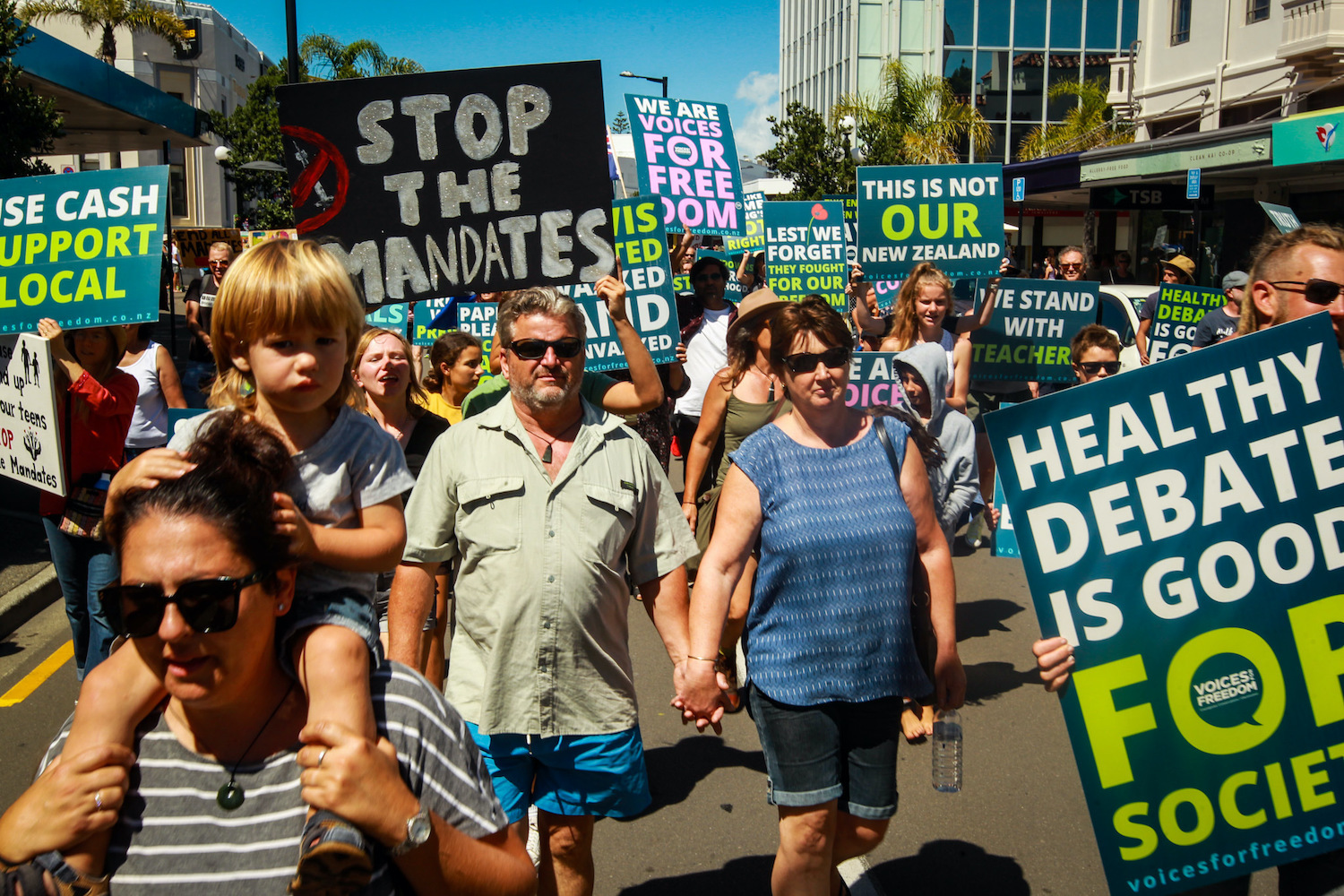 Anti-mandate protesters in Napier. Photo / Paul Taylor