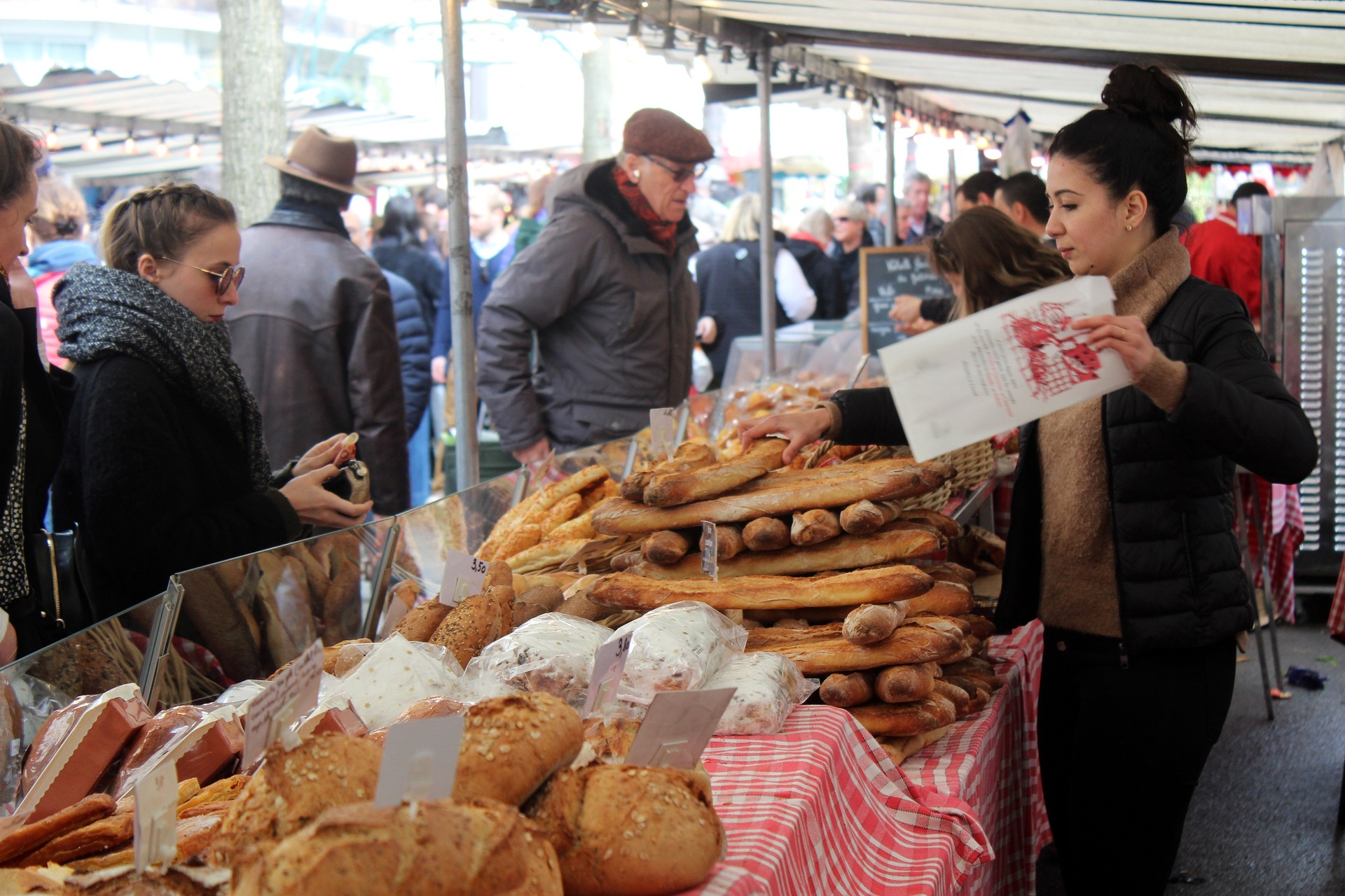 Pain quotidien: Baked goods on display at the Bastille Market in Paris. MUST CREDIT: Photo / Ian Halpern, The Washington Post