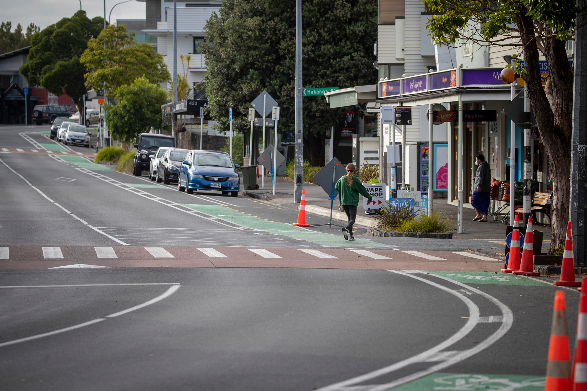The cycleway through West Lynn shopping centre that gets little use. Photo / Michael Craig