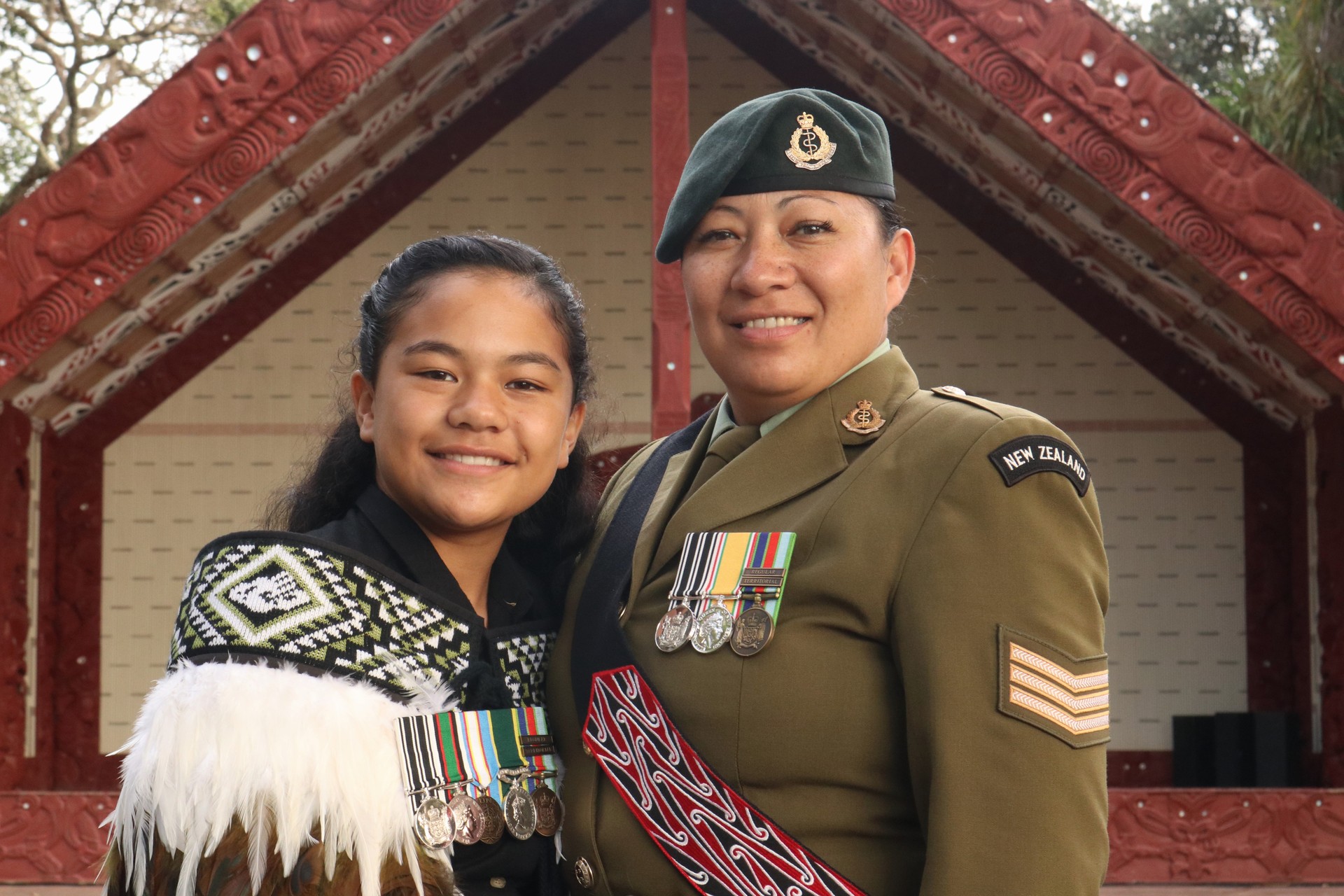 Leigh Albert, a sergeant in the New Zealand Army, and daughter Manea Albert-Renata, who was 11 when her father Wairongoa Renata drowned at Cable Bay. Photo / Peter de Graaf