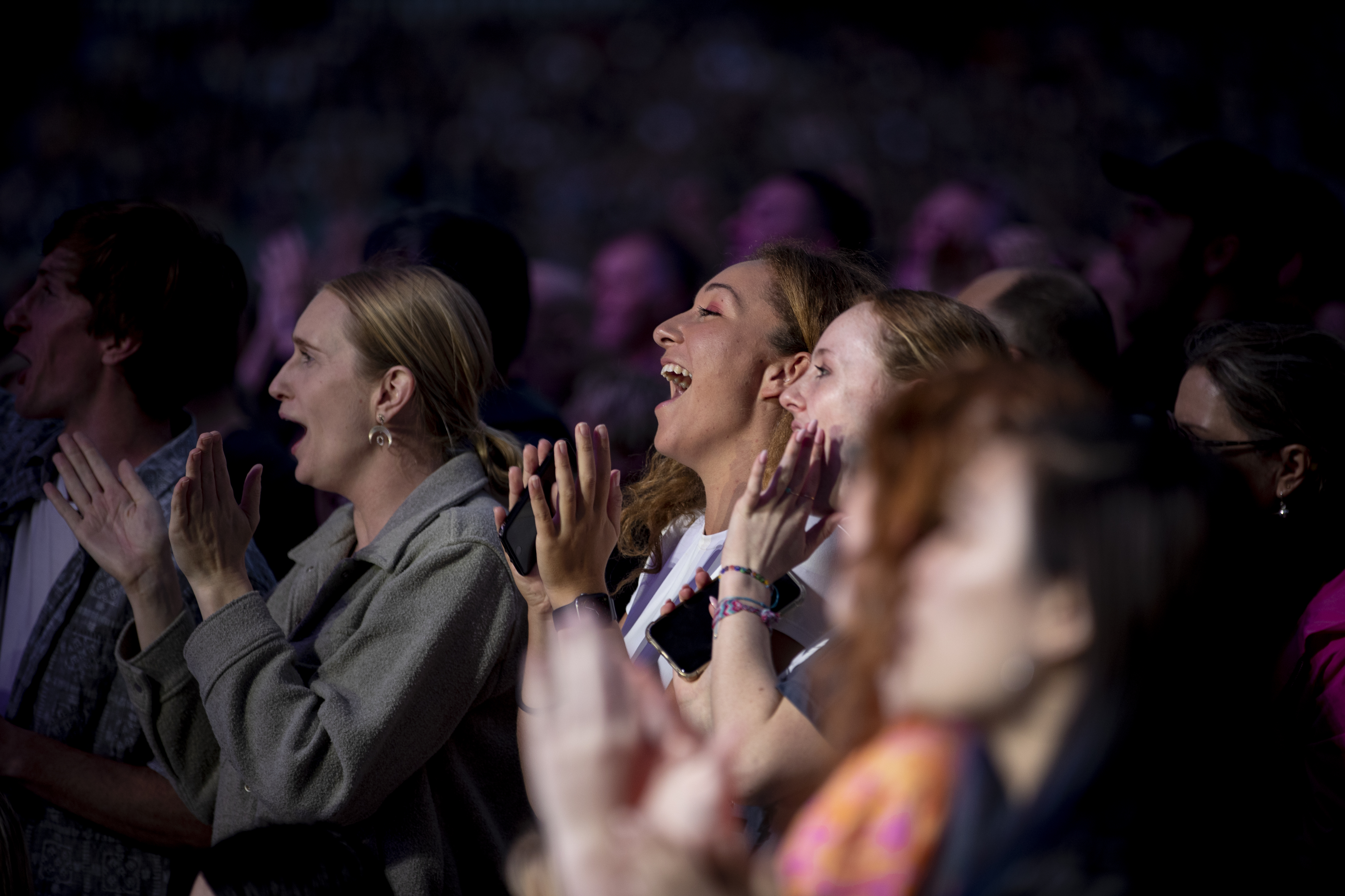 The audience danced, sang, kissed and reminisced at Joel's Eden Park performance. Photo / Dean Purcell.