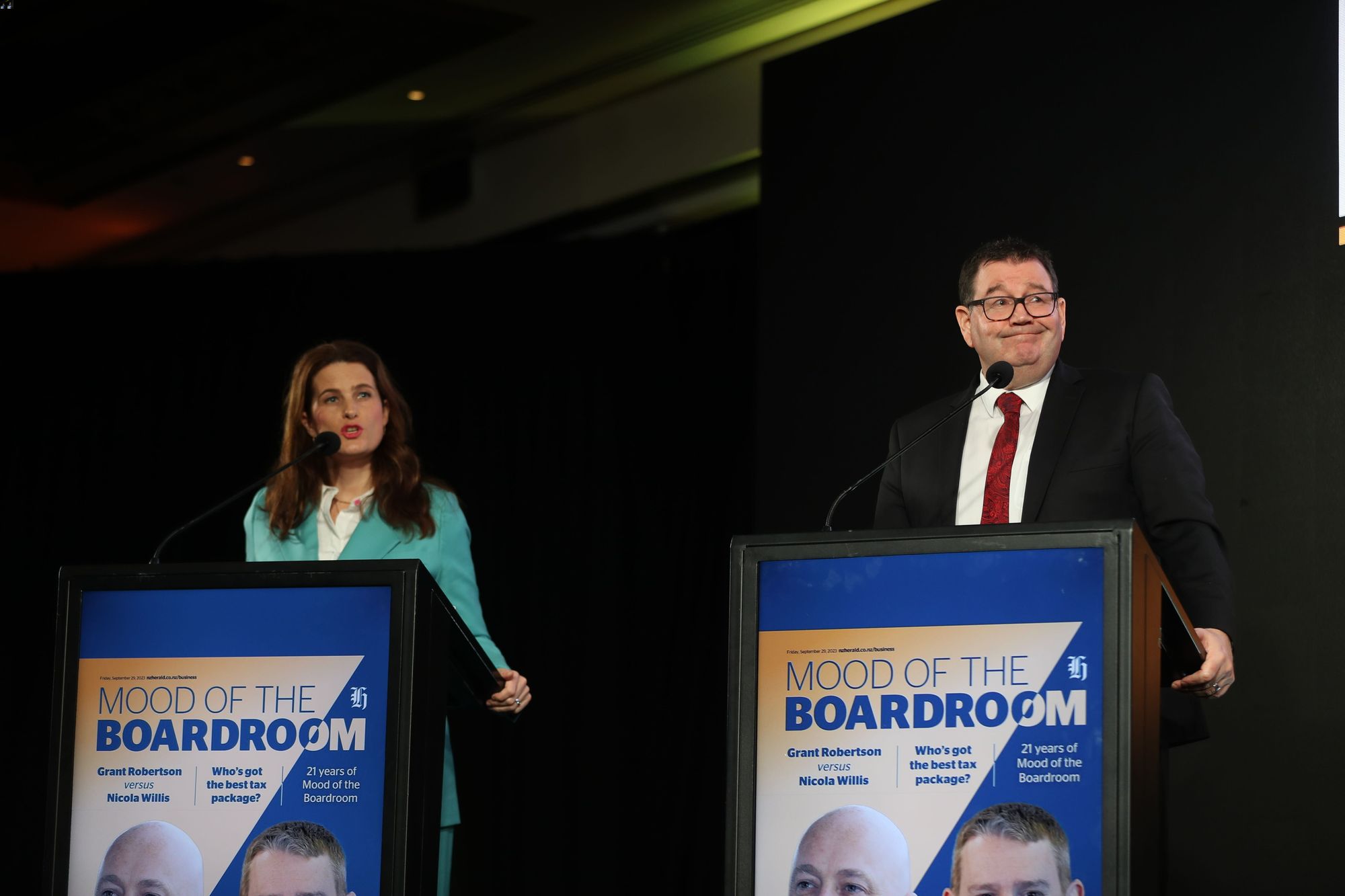 National's finance spokesperson NIcola Willis and Labour's finance spokesman Grant Robertson have sparred over fiscal holes and economic credibility.  Photo / Michael Craig