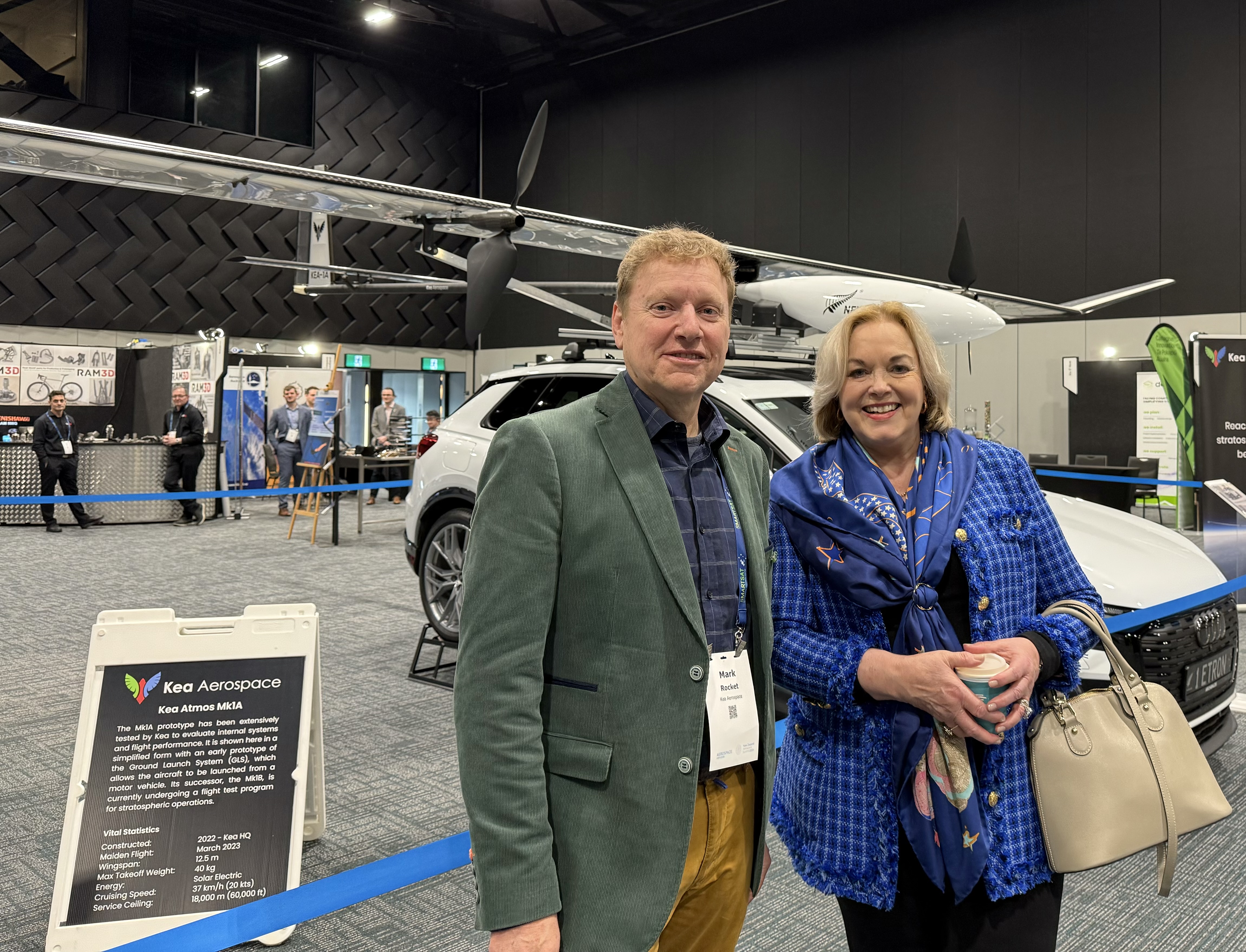 Space Minister Judith Collins with Rocket Lab cofounder and Kea Aerospace chief executive Mark Rocket at the NZ Aerospace Summit in Christchurch. Photo / Chris Keall