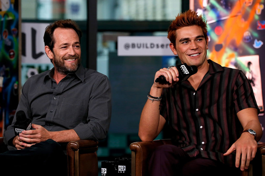 Luke Perry (L) and K. J. Apa attend the Build Series to discuss Riverdale at Build Studio on October 8, 2018 in New York City. Photo / Getty