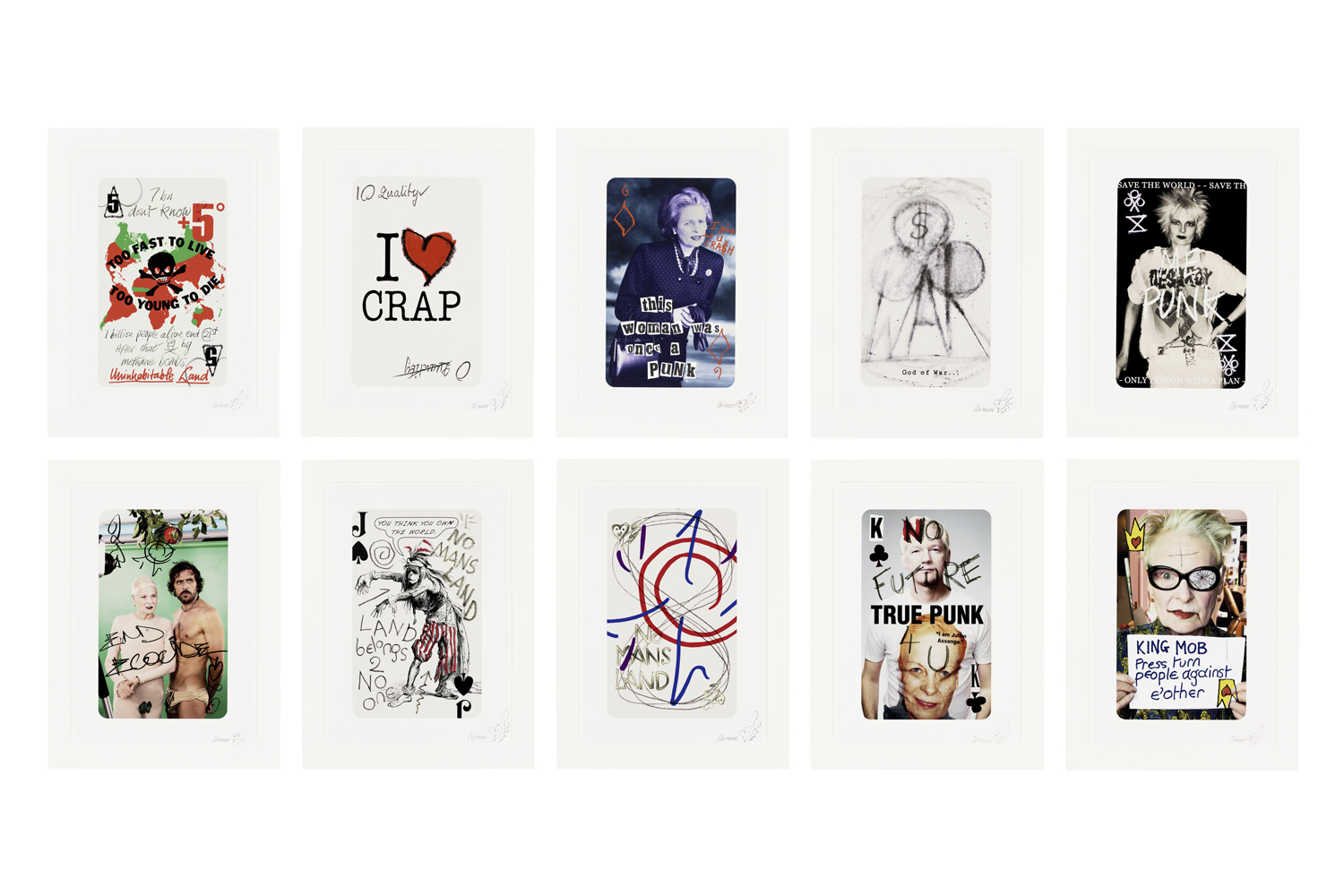 Vivienne Westwood's hand-signed playing cards are valued at between $62,100-$103,500. Photo / Christie's