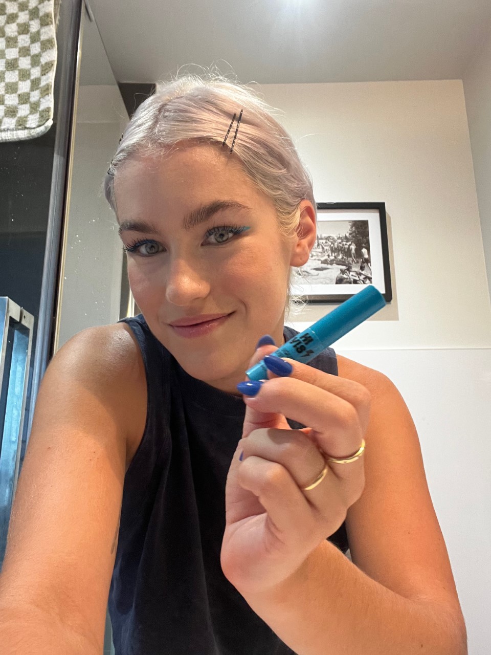 Ash enjoys graphic eyeliners over a simple base. Photo / Supplied