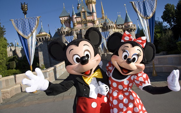 Mickey and Minnie standing in front of the Sleeping Beauty Castle at Disneyland. Photo / Paul Hiffmeyer/Disneyland