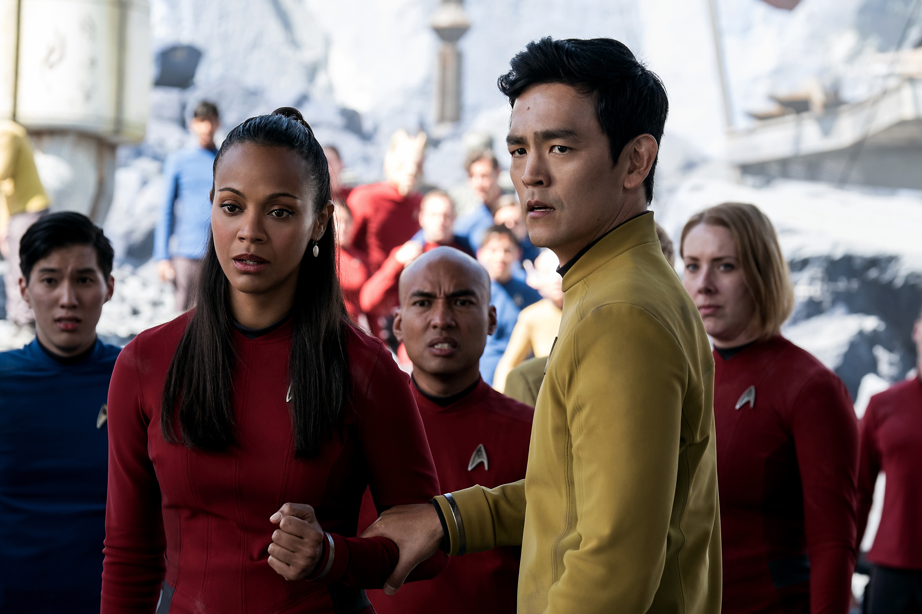 Zoe Saldana and John Cho in a scene from the movie, Star Trek Beyond. Photo / AP