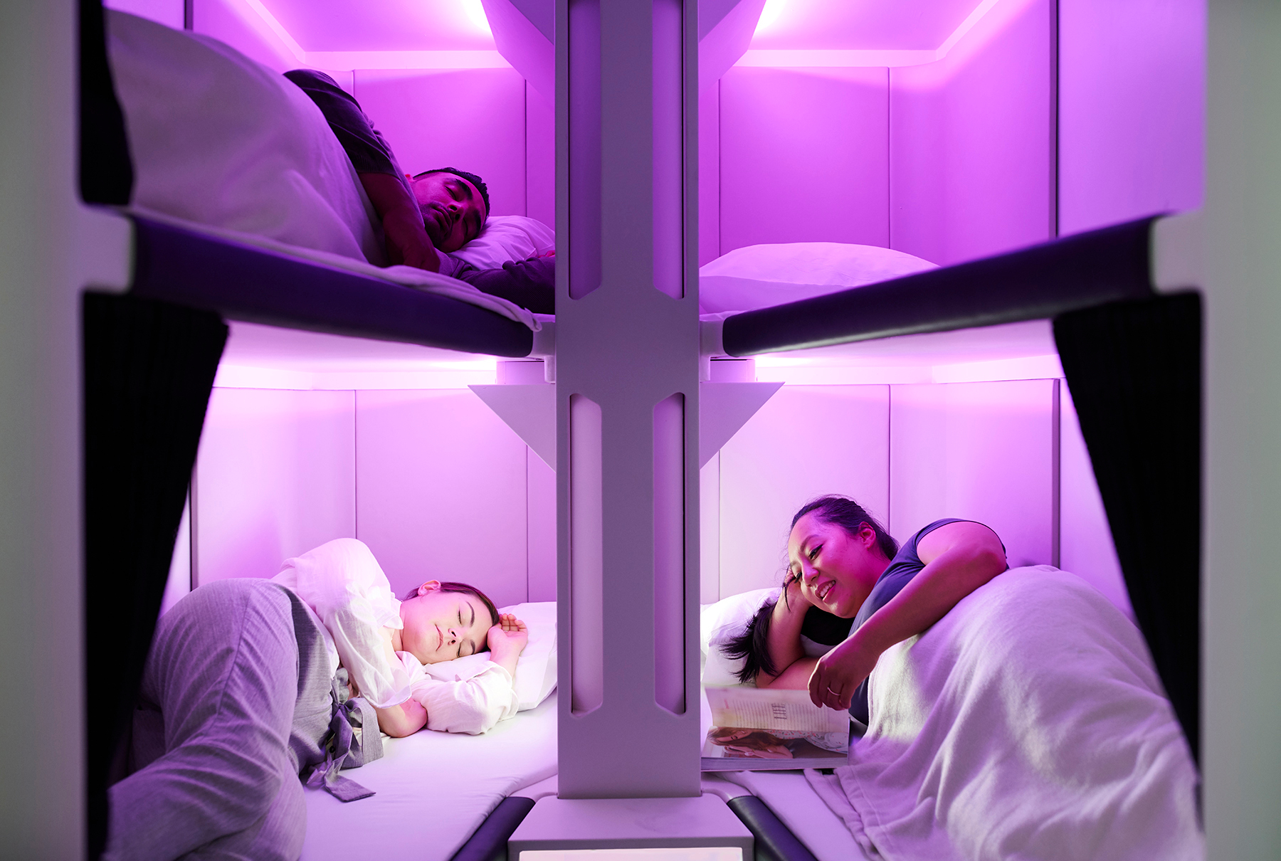 Bunking in the Air New Zealand SkyNest for the Boeing 787 Dreamliner. Photo / Supplied