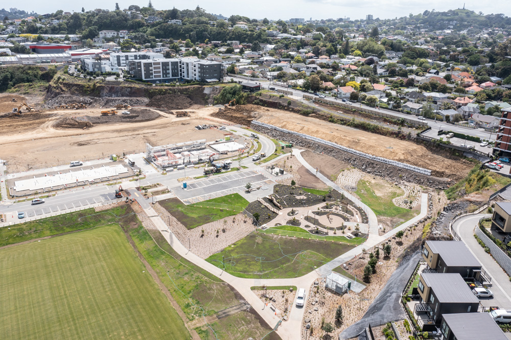 Fletcher Living's residential development at the former Winstone Three Kings Quarry, Mt Eden. Photo / Jason Dorday