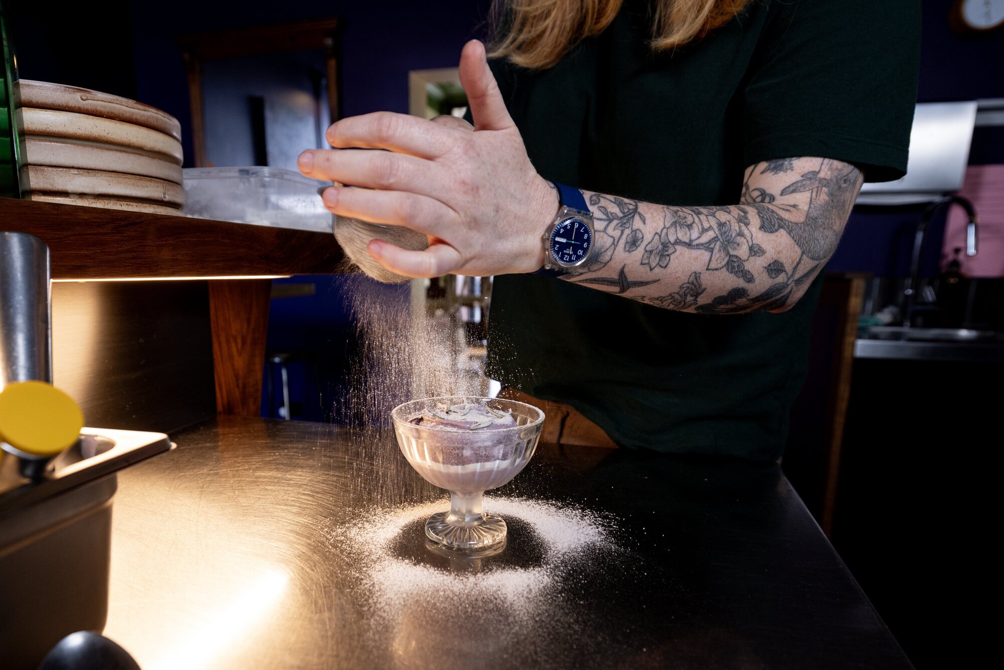 Florence showers a savoury sherbert over a kūmara with Marmite caramel. Photo / Dean Purcell