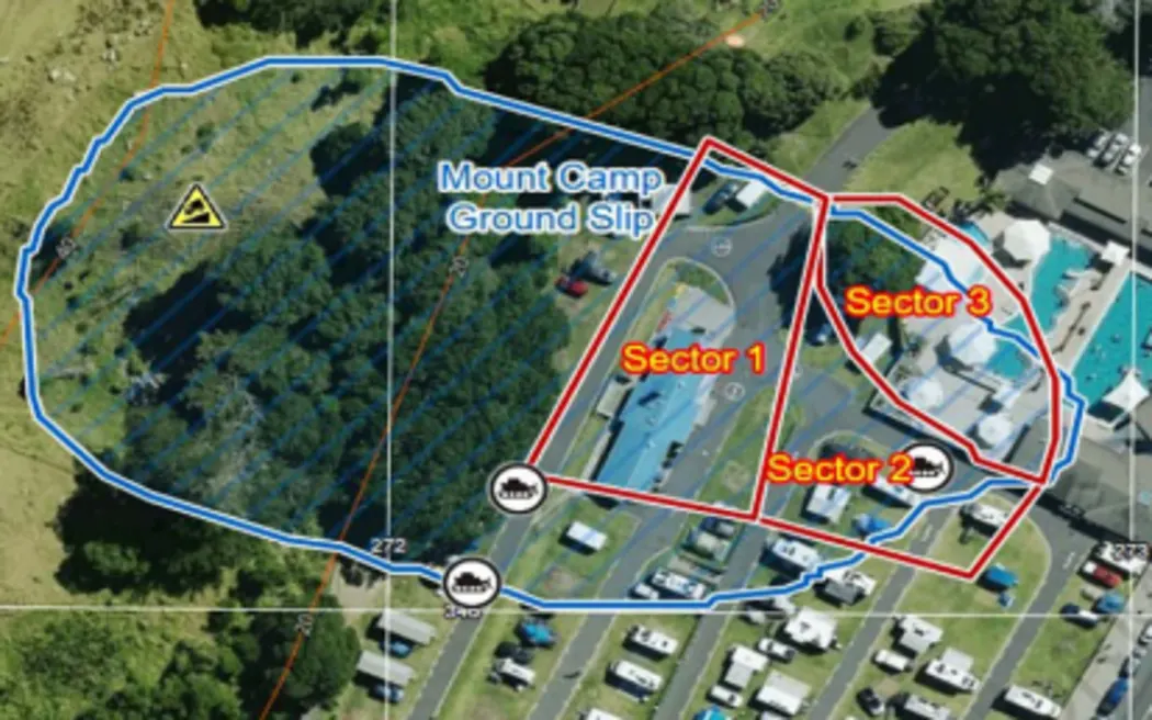 The search area at the campground. Photo / Fire and Emergency New Zealand