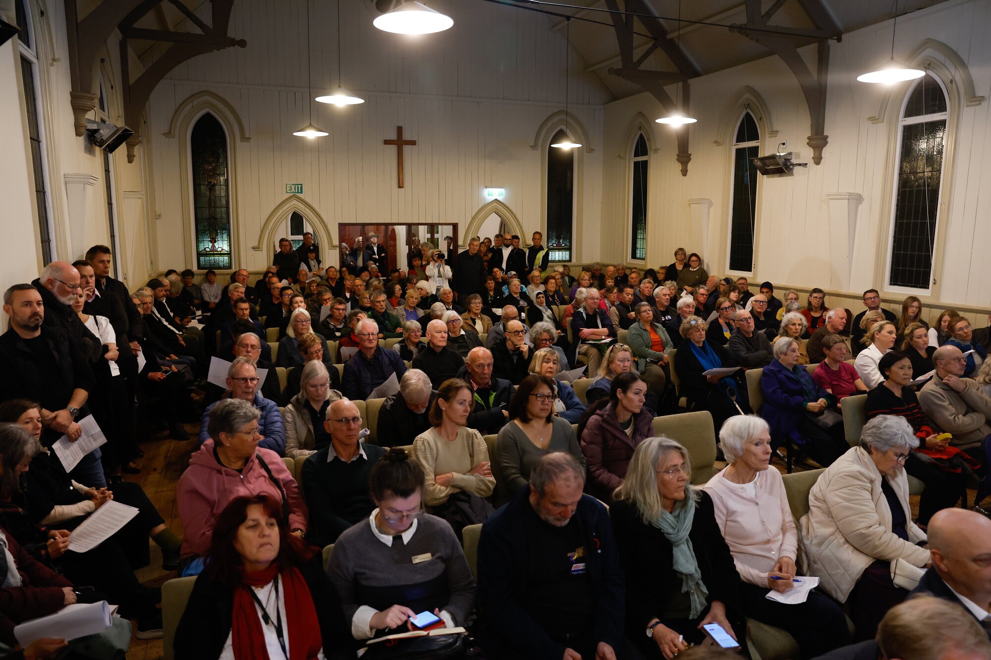 About 250 people packed a hall in Mt Eden last week for a meeting to discuss proposed development plans for Auckland. Photo / Sylvie Whinray