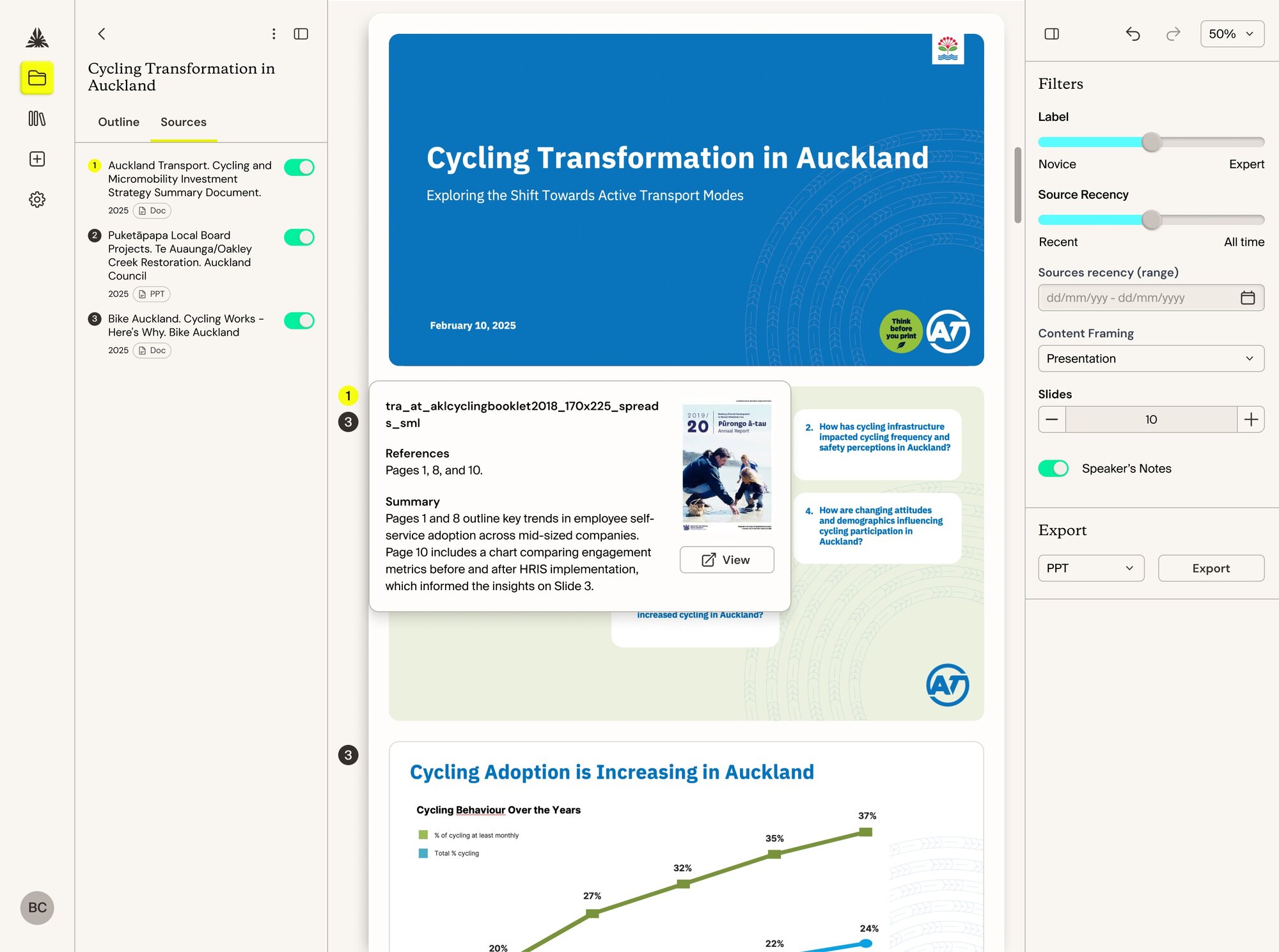  Creating a presentation using Aether.
