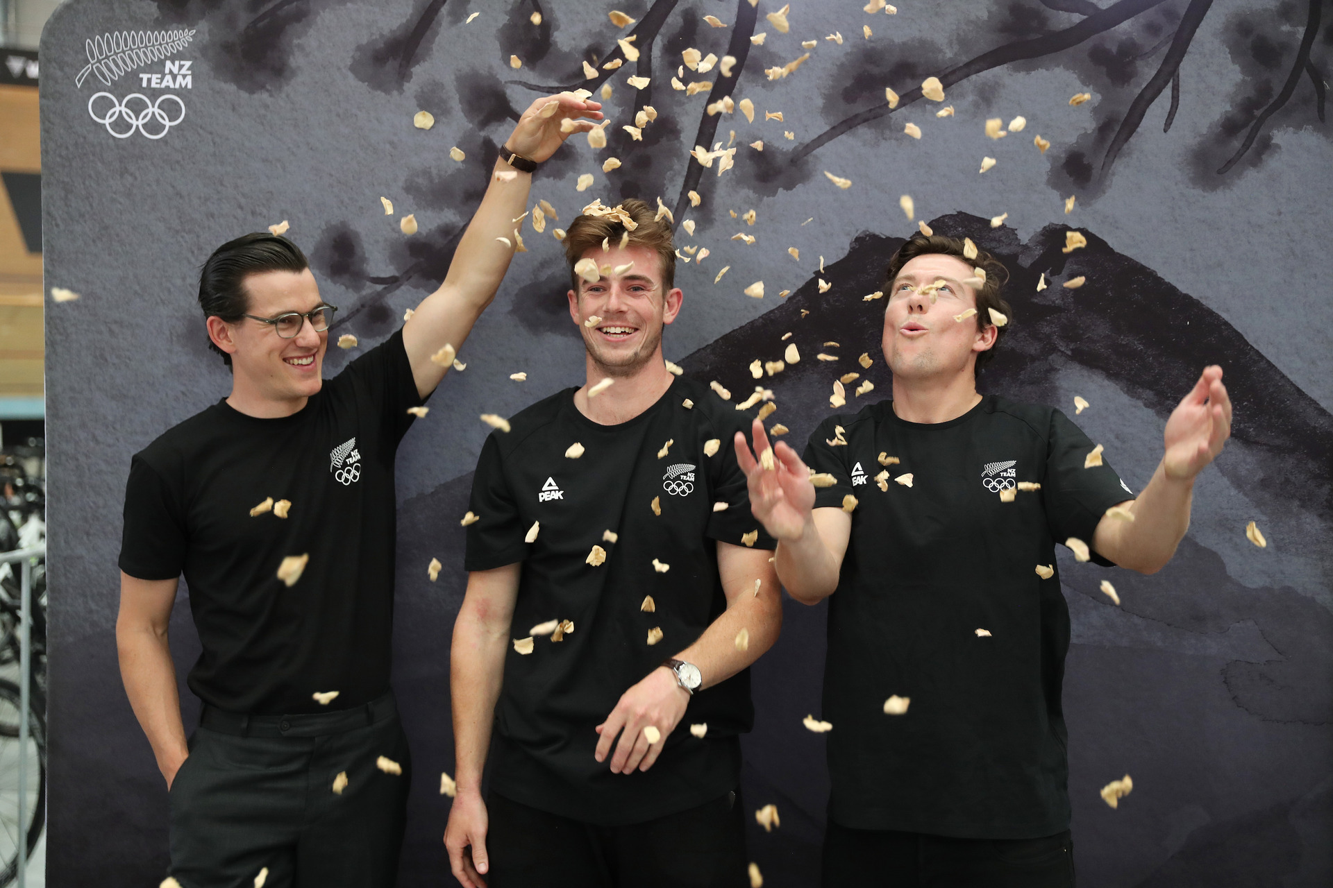 Mens Sprint team members (L-R) Sam Webster, Sam Dakin and Ethan Mitchell during the New Zealand Olympic Committee Tokyo 2020 Track Cycling Selection Announcement. Photo / Getty