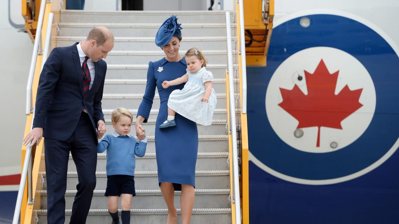 William and Kate, the Duke and Duchess of Cambridge, with Prince George and Princess Charlotte arriving in Victoria, British Columbia, in 2016. Photo / Jonathan Hayward, The Canadian Press
