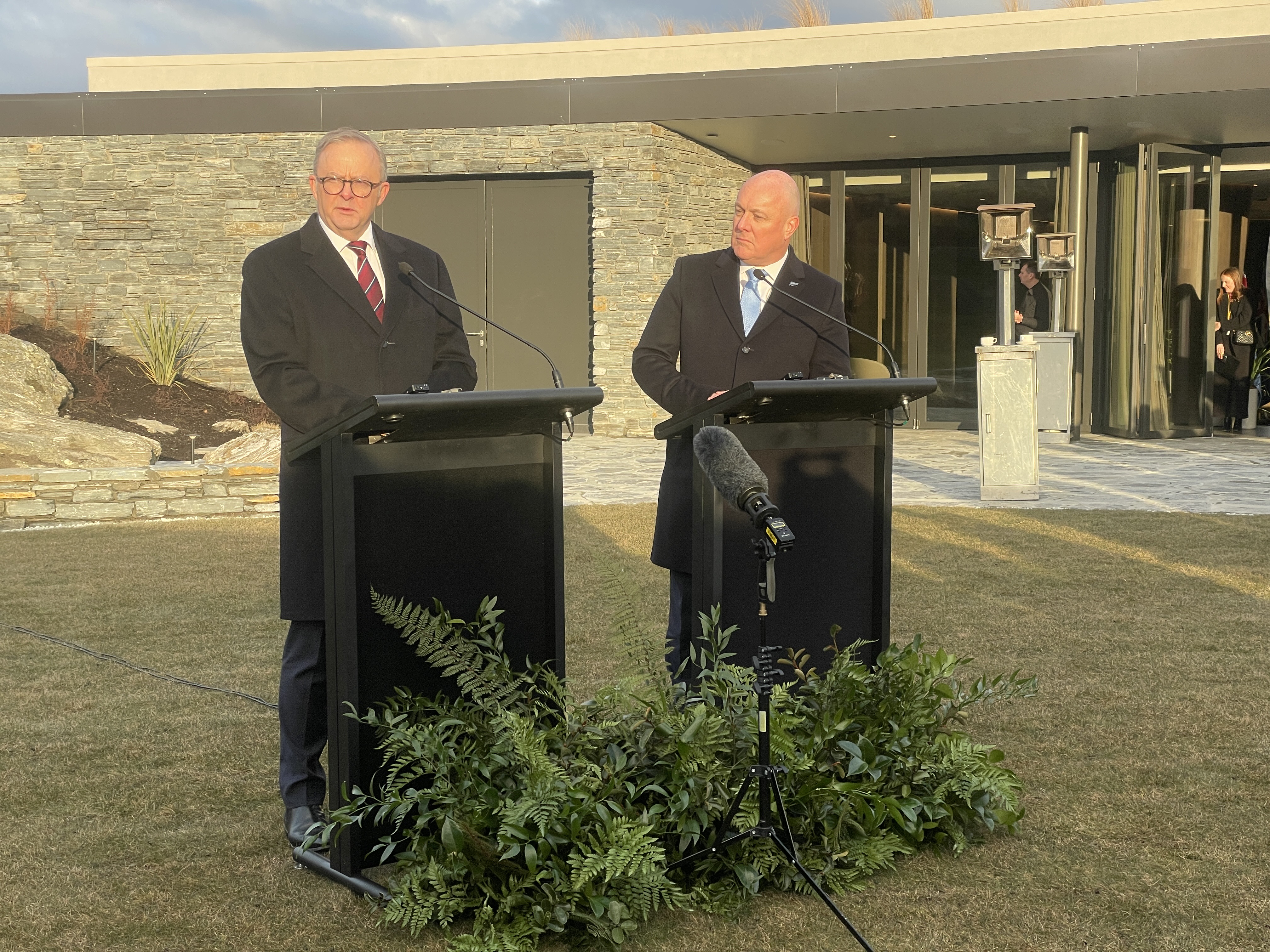 Australian Prime Minister Anthony Albanese and New Zealand Prime Minister Christopher Luxon in Queenstown for annual transtasman talks. Photo / Derek Cheng