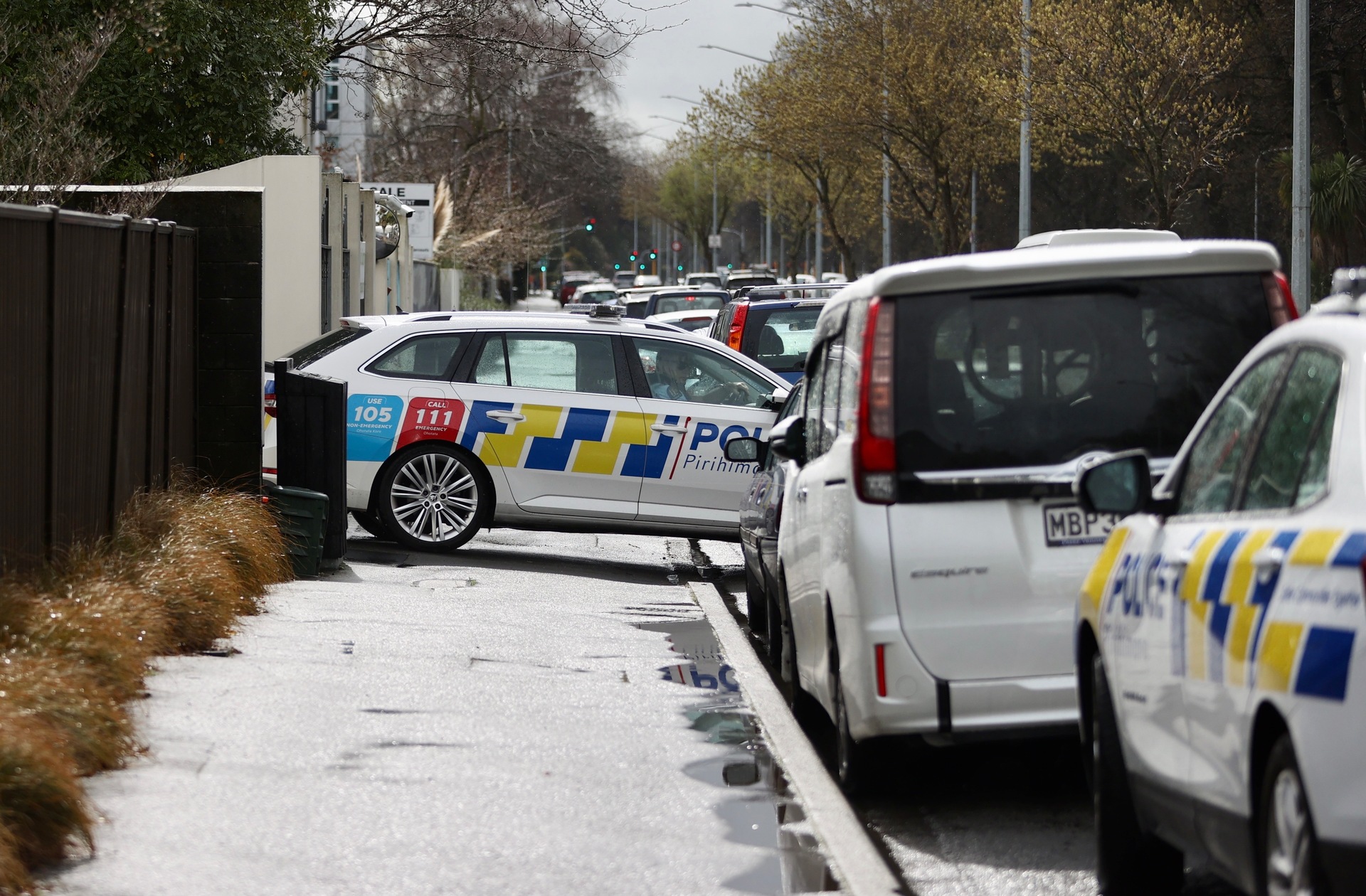 A police dog unit was leaving the mosque when the Herald arrived. Photo / George Heard