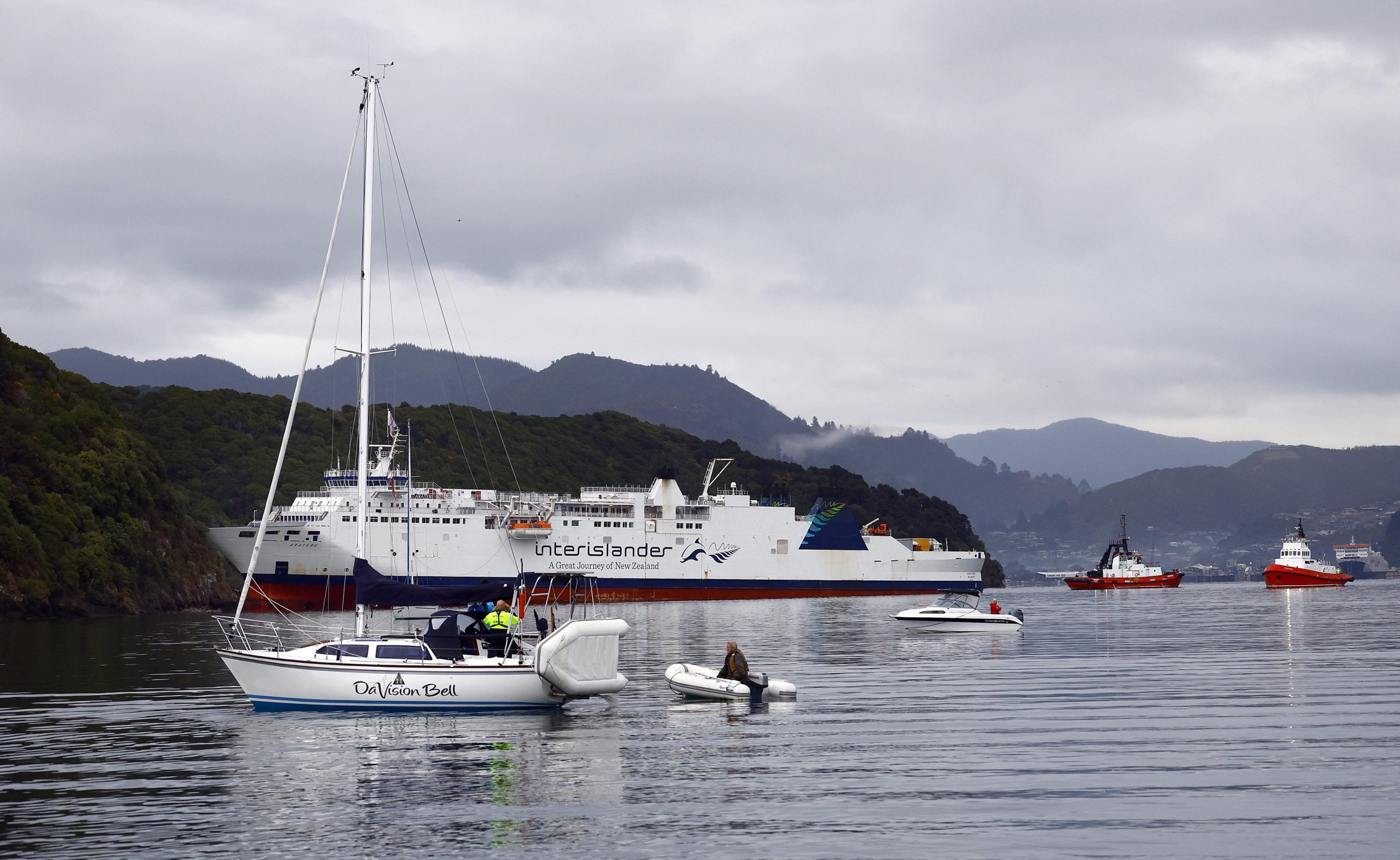 The Interislander ferry Aratere ran aground near Picton. Photo / Anthony Phelps / Phelps Visuals