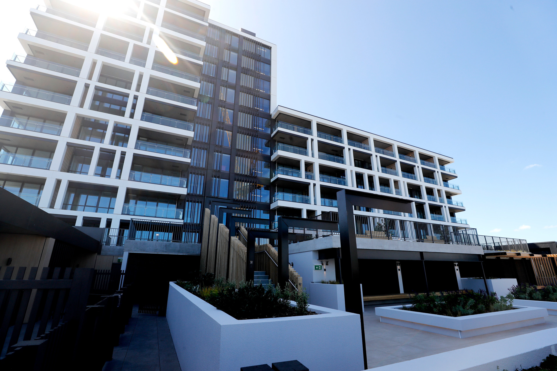 The outdoor terrace at 30 Madden. Photo / Dean Purcell