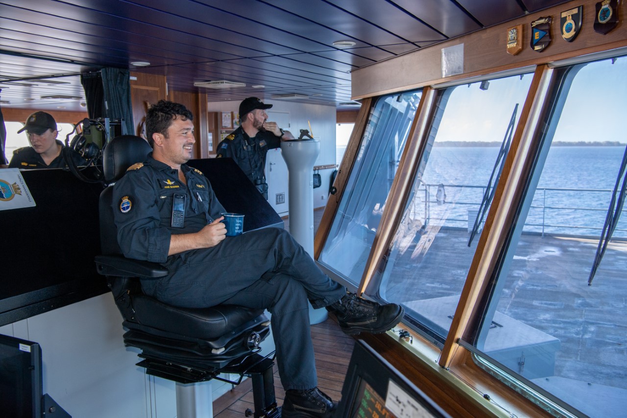 Commanding Officer John McQueen on search and rescue ship Te Mana.