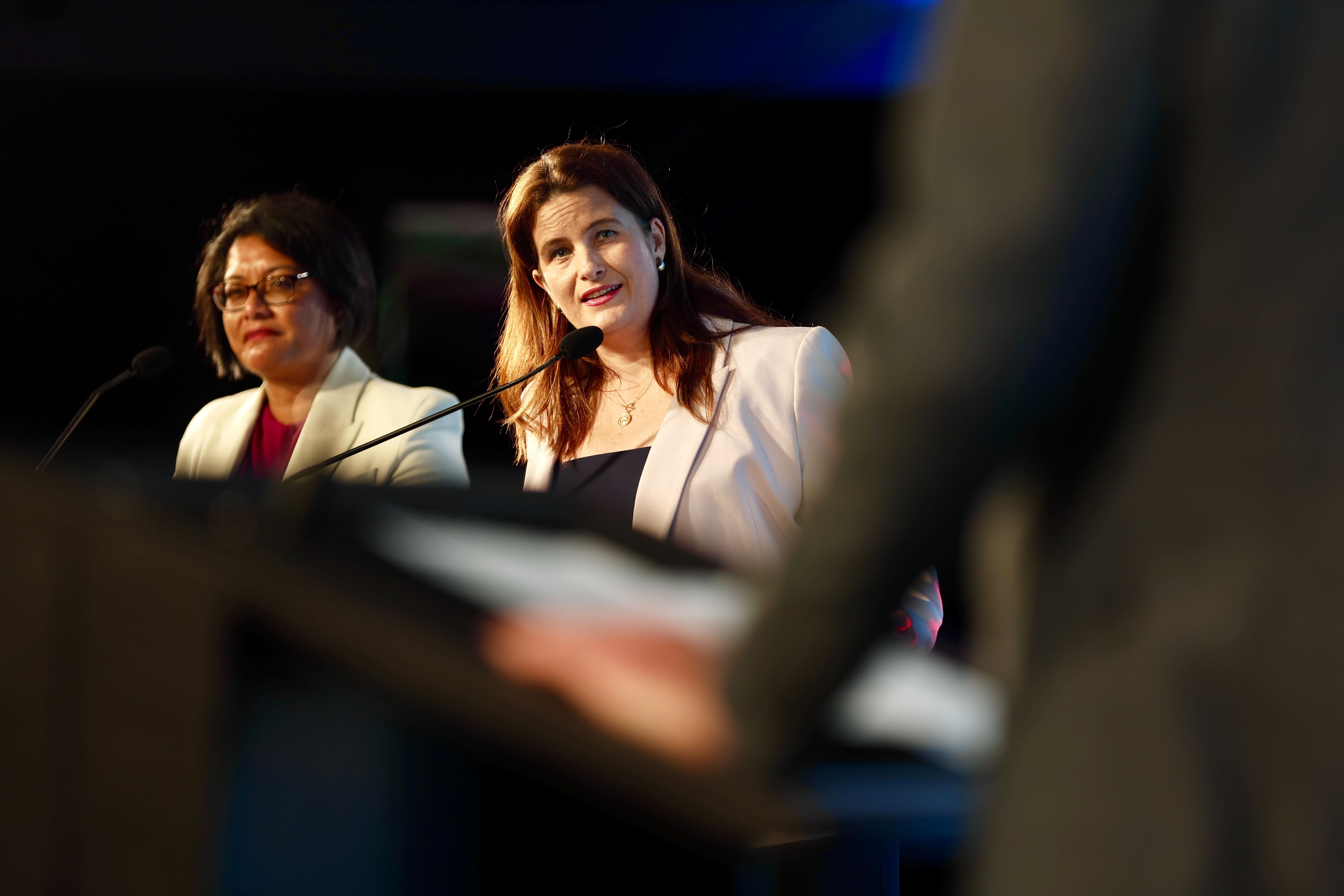 Finance Minister Nicola Willis pictured with Labour's Finance spokesperson Barbara Edmonds. Photo / Mark Mitchell