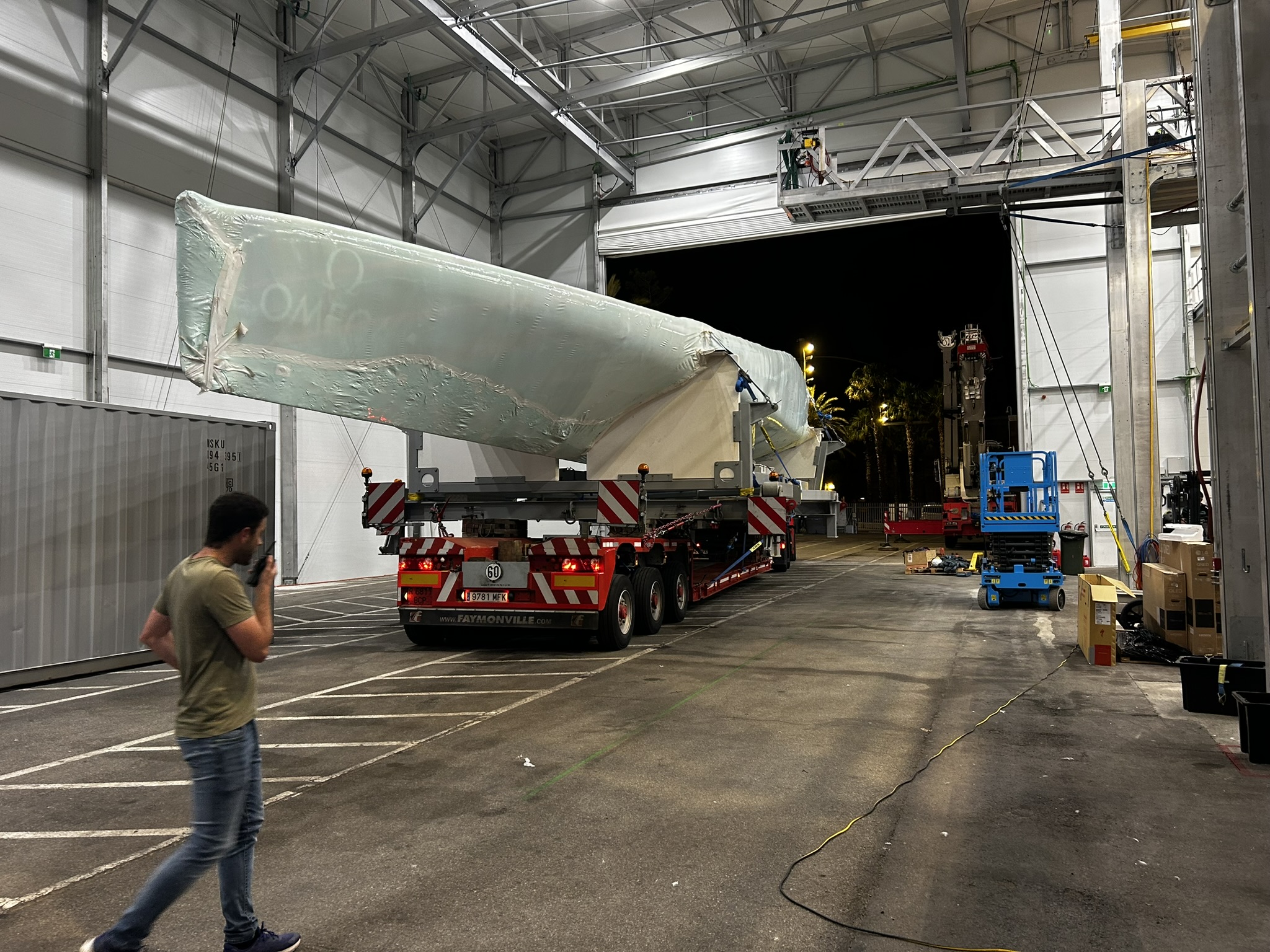 Team NZ's AC75 Taihoro has arrived in Barcelona. Photo / Team New Zealand