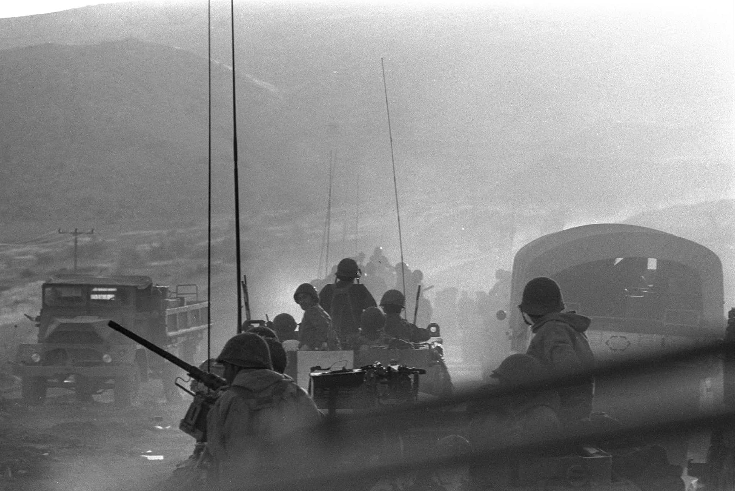 Israeli troops move into action against the invading Syrians October 8, 1973 on the Golan Heights during the Yom Kippur War. Photo / Getty