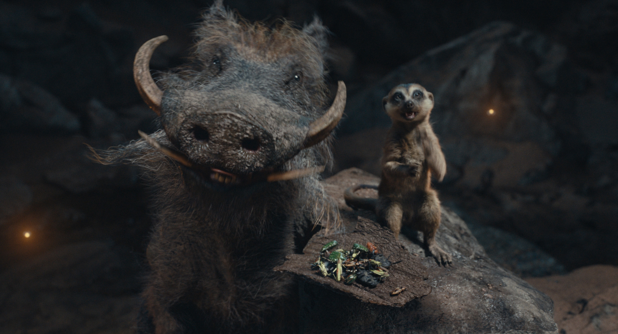Characters like Timon (right) and Pumbaa make a welcome return to the screen in Mufasa. Photo / Disney