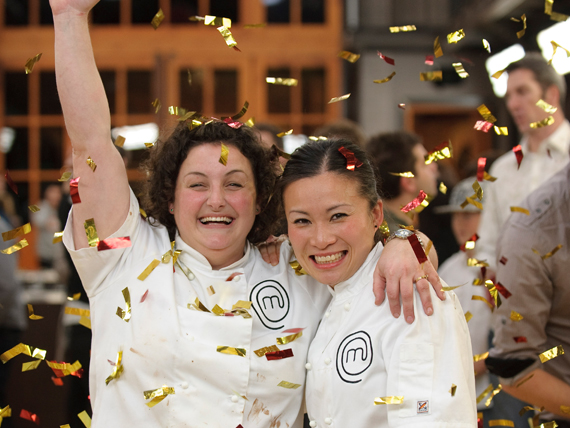 Flashback to 2009 when Julie Goodwin (left) beat Poh Ling Yeow to the MasterChef title. Photo / Supplied 