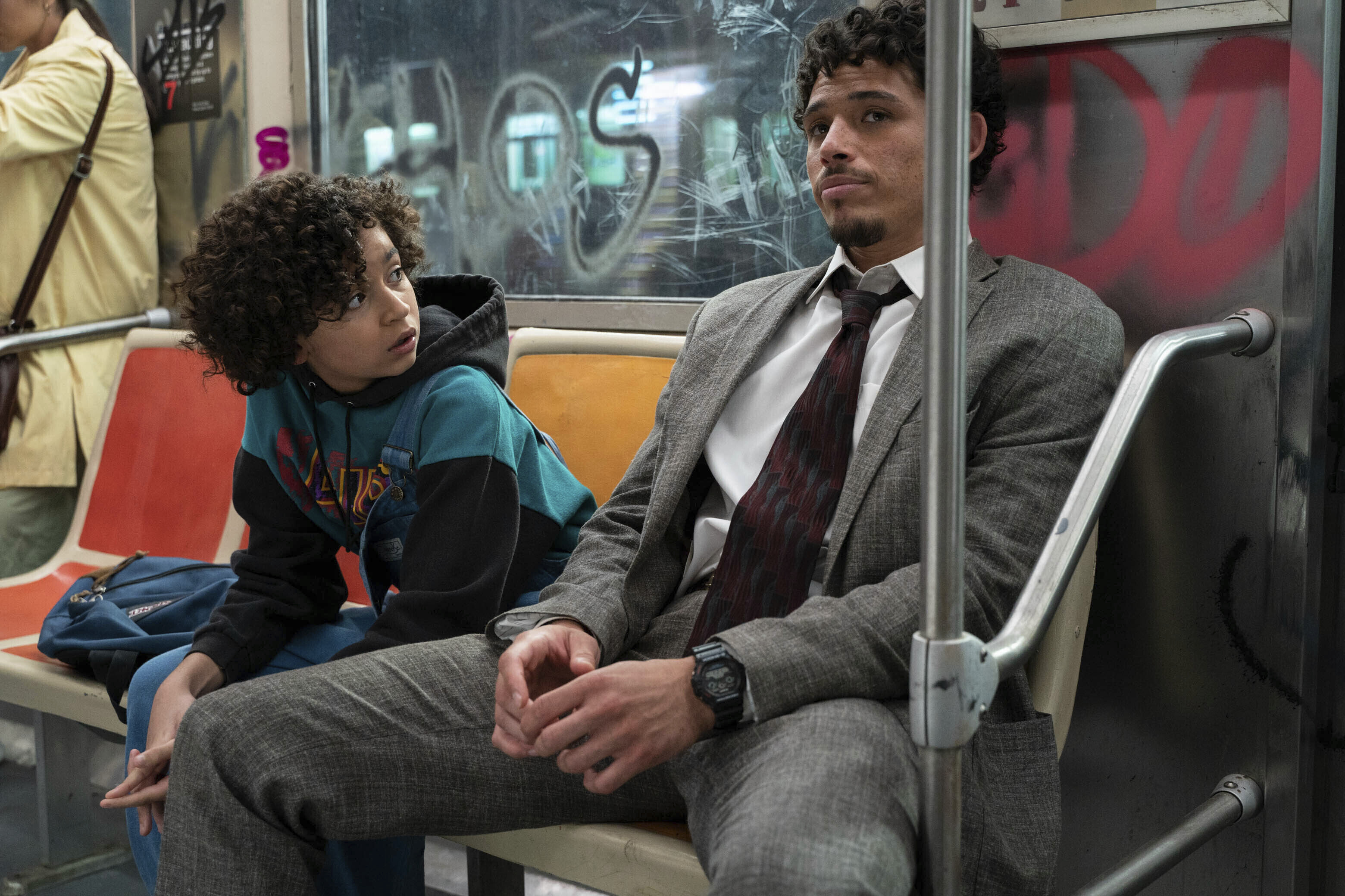 This image released by Paramount Pictures shows Dean Scott Vazquez, left, and Anthony Ramos in a scene from 