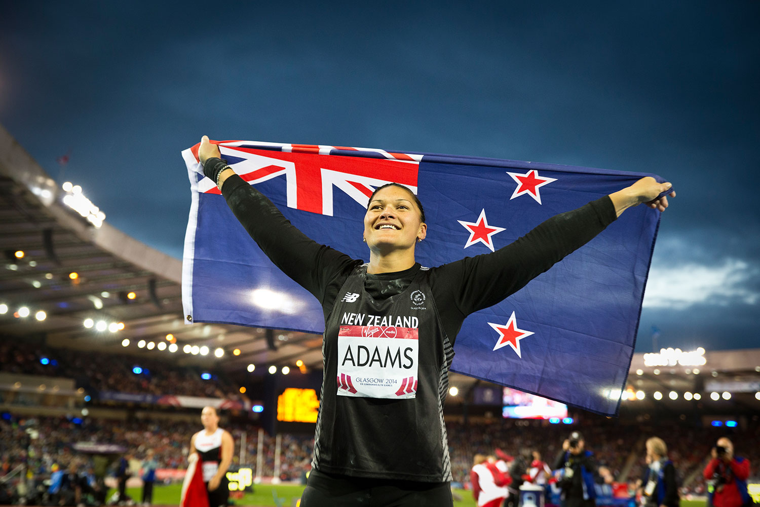 Valerie Adams after winning gold at the 2014 Commonwealth Games. Picture / Greg Bowker