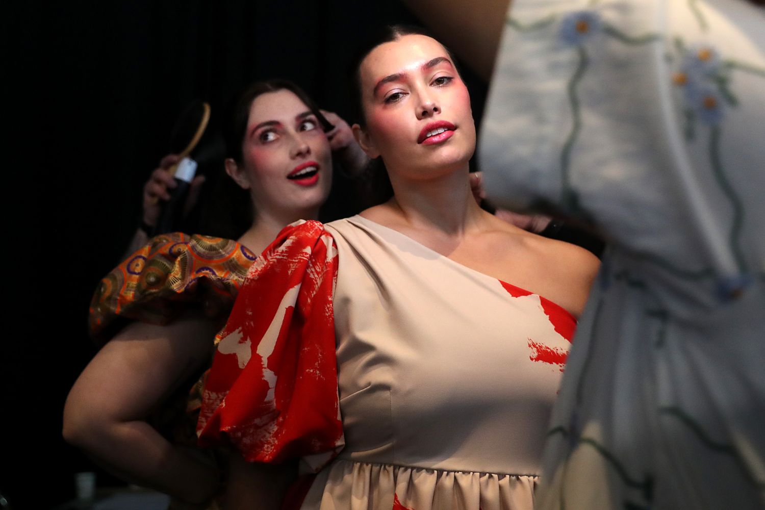 Viva cover star and model Isabella Moore waiting in the line-up ahead of taking the runway for Bantu. Photo / Getty Images