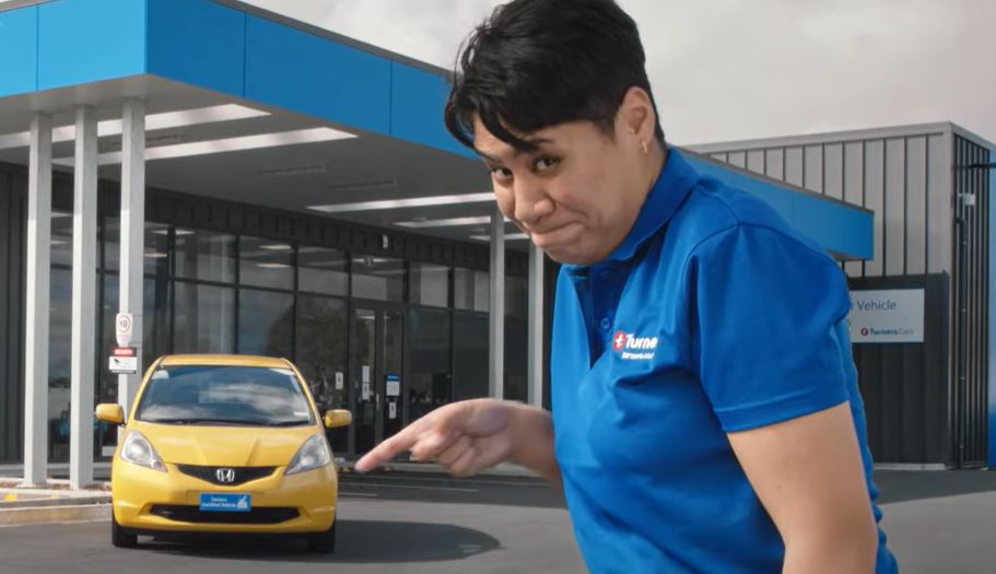 Comedian Bubbah is best known to Kiwi viewers as 'Tina from Turners' in Turners Automotive Group's advertising campaign.