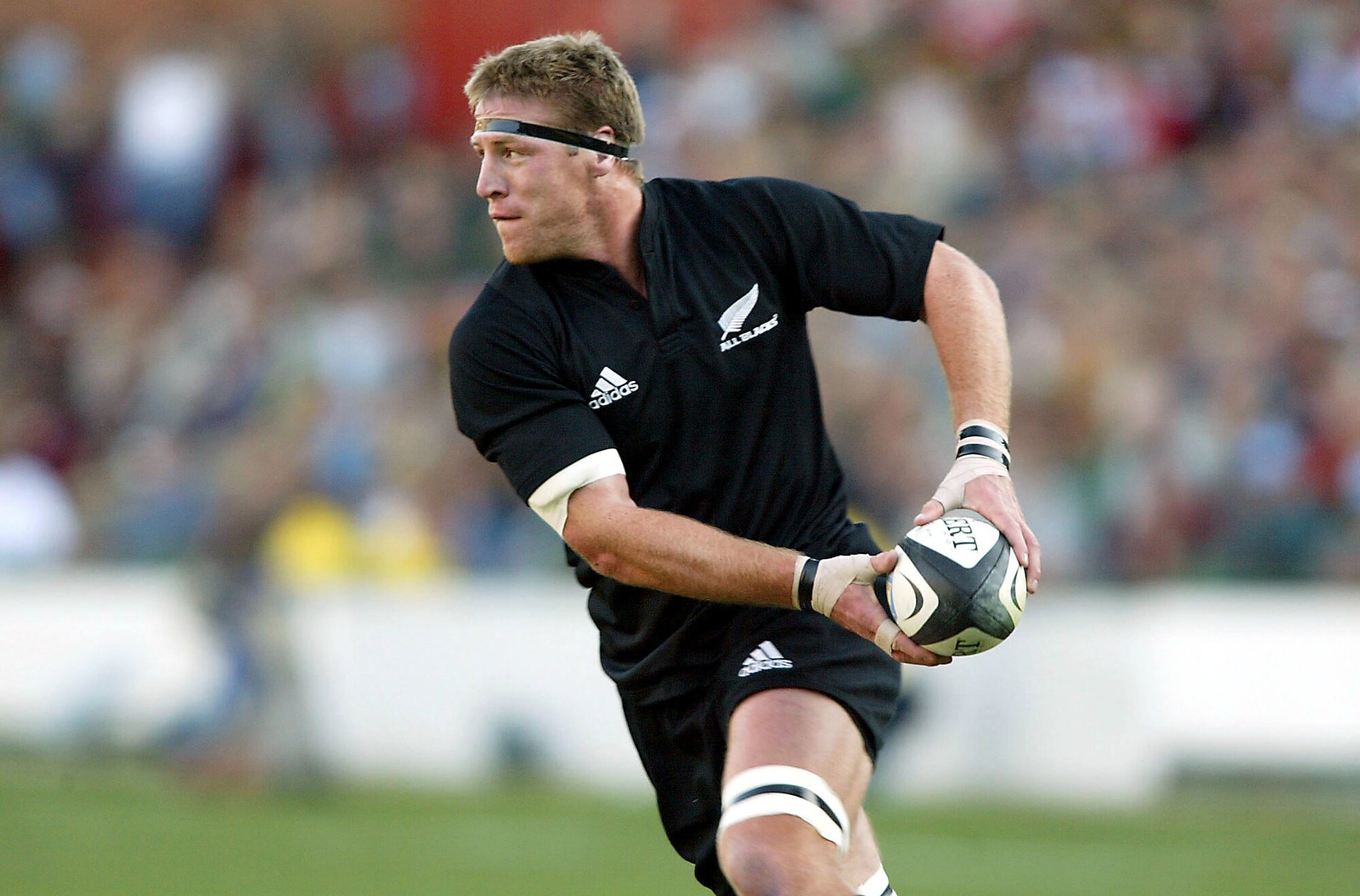 All Blacks lock Brad Thorn on the charge against the Springboks. Photo / Photosport