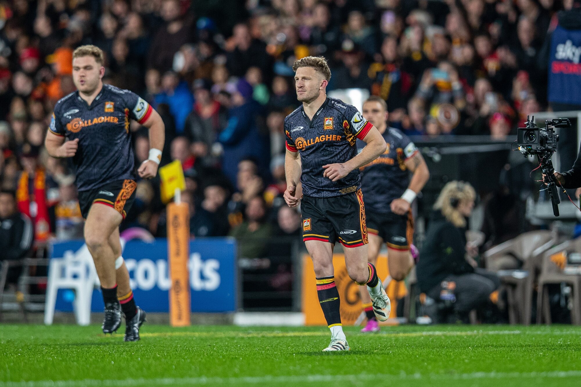 Ollie Norris and Damian McKenzie had strong outings for the Chiefs against the Crusaders. Photo / Alyse Wright.