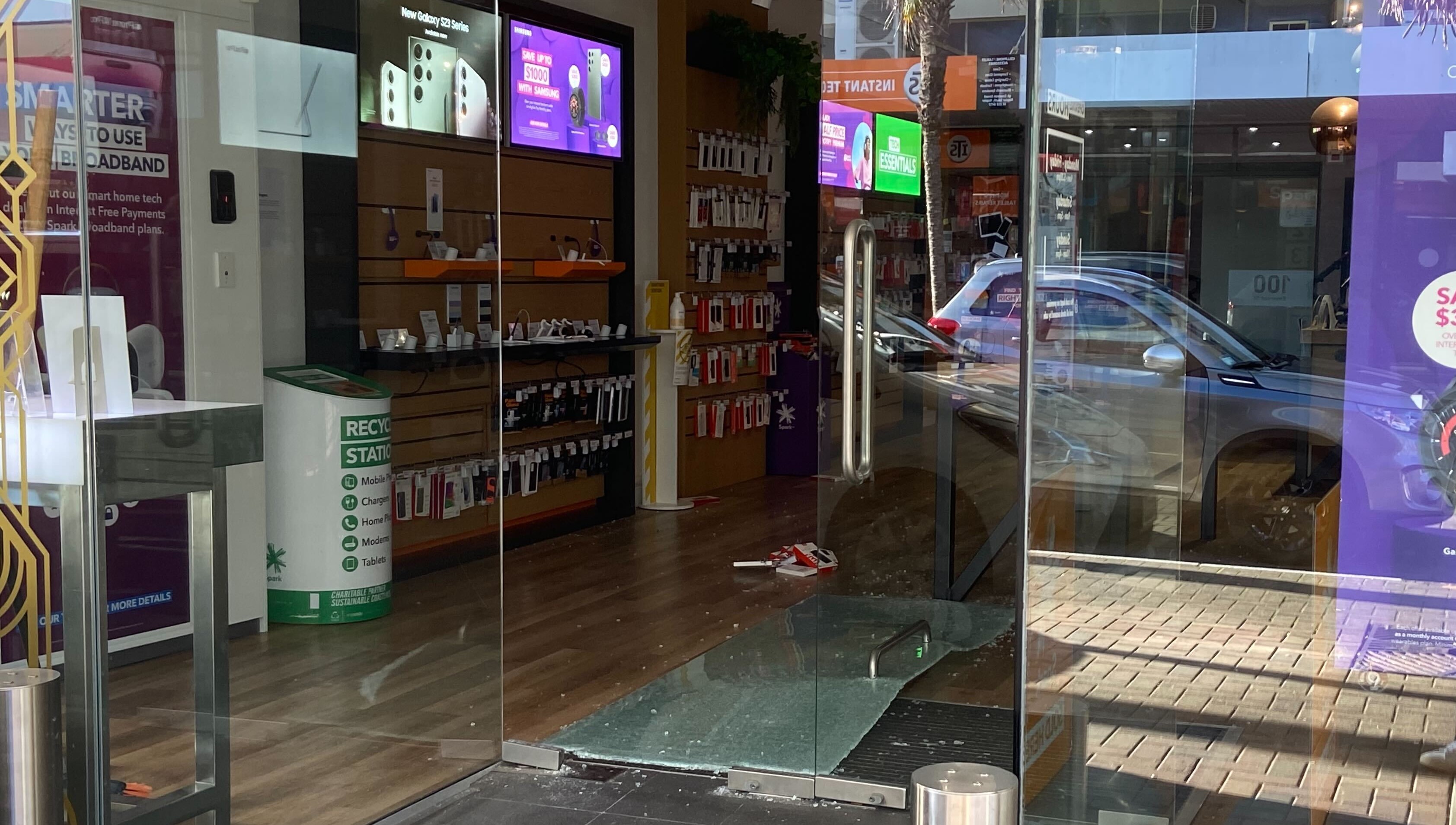 The Spark shop in Emerson St after it was broken into last week. Photo / Mitchell Hageman