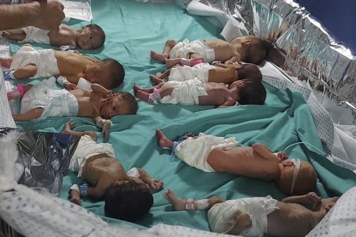 This photo released by Dr Marawan Abu Saada shows prematurely-born Palestinian babies in Shifa Hospital in Gaza City on Sunday, November 12, 2023. Photo / AP