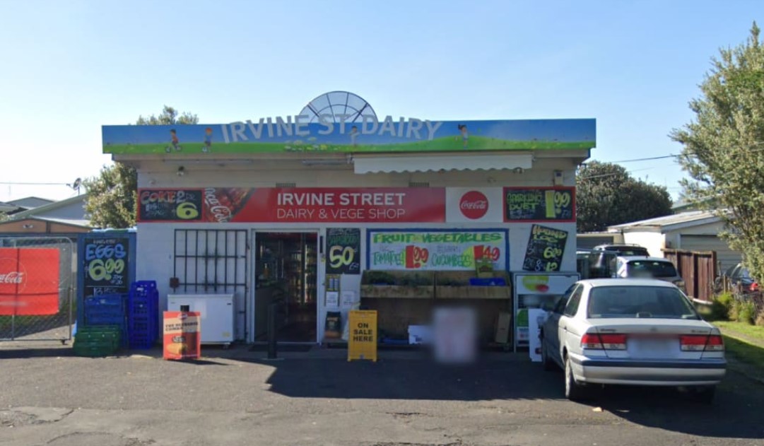The robbery happened at Irvine St Dairy on Saturday morning. Photo / Google Maps