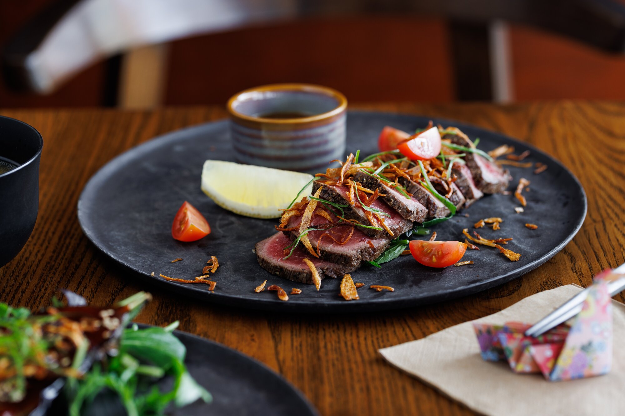 The Beef tataki on the menu at Japanese restaurant Hocho in Westmere. Photo / Babiche Martens