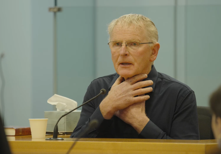 John Riordan, friend of Pauline Hanna, giving evidence at Philip Polkinghorne's murder trial in the High Court at Auckland.