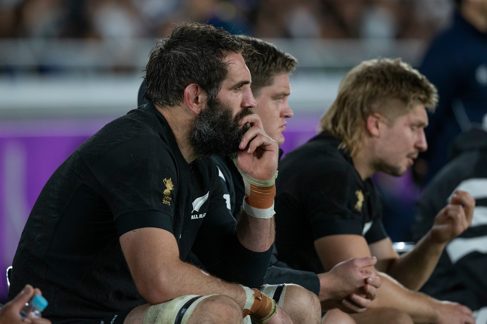 Dejected All Blacks lock Sam Whitelock after their loss to England in the World Cup semifinal. Photo / Mark Mitchell