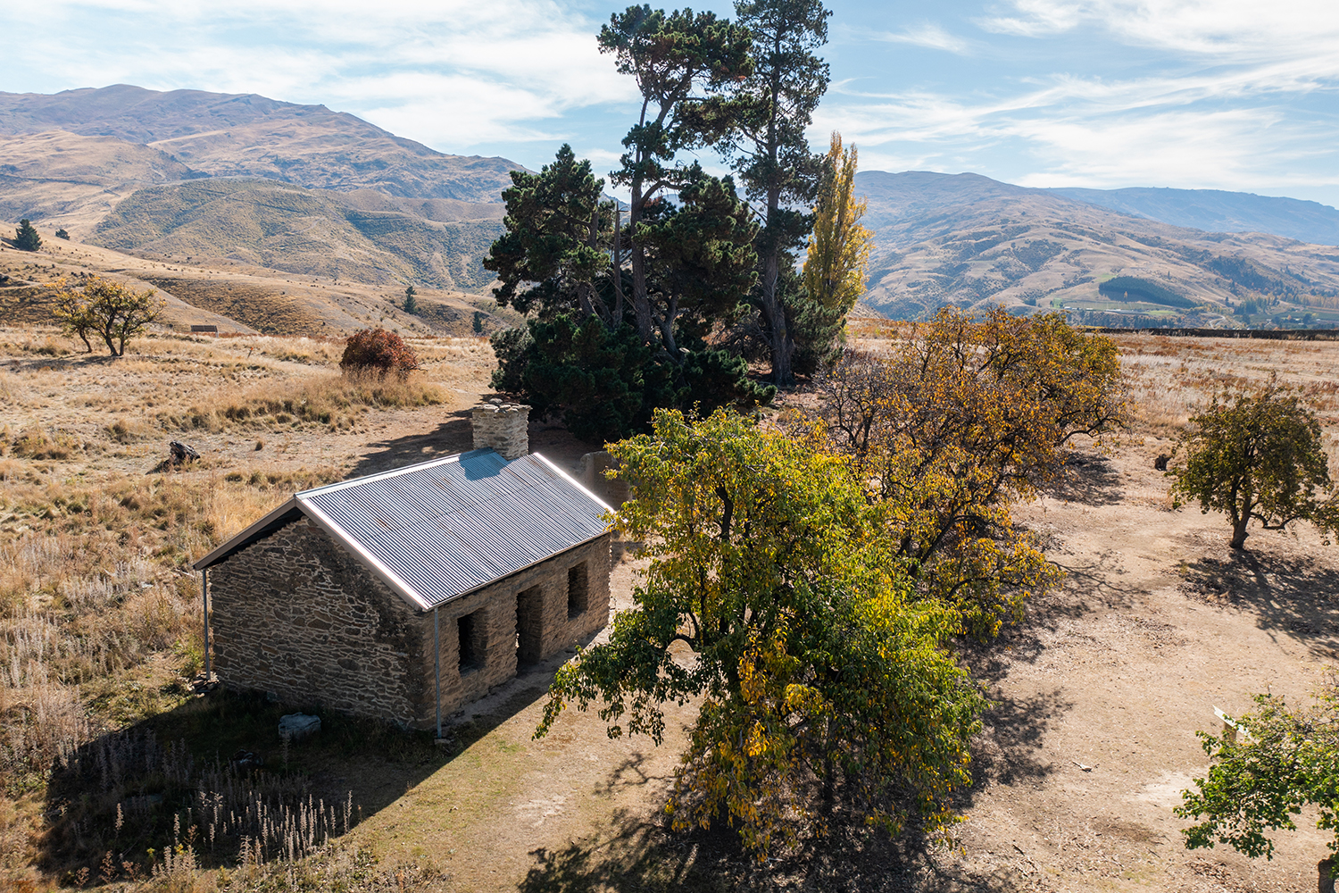 Stewart Town ruins with pear trees. Photo / Supplied