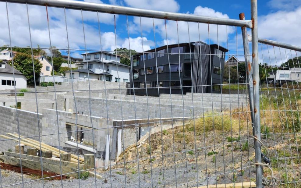 These North Shore houses in Beach Rd have been under construction for years. Photo / Melanie Earley