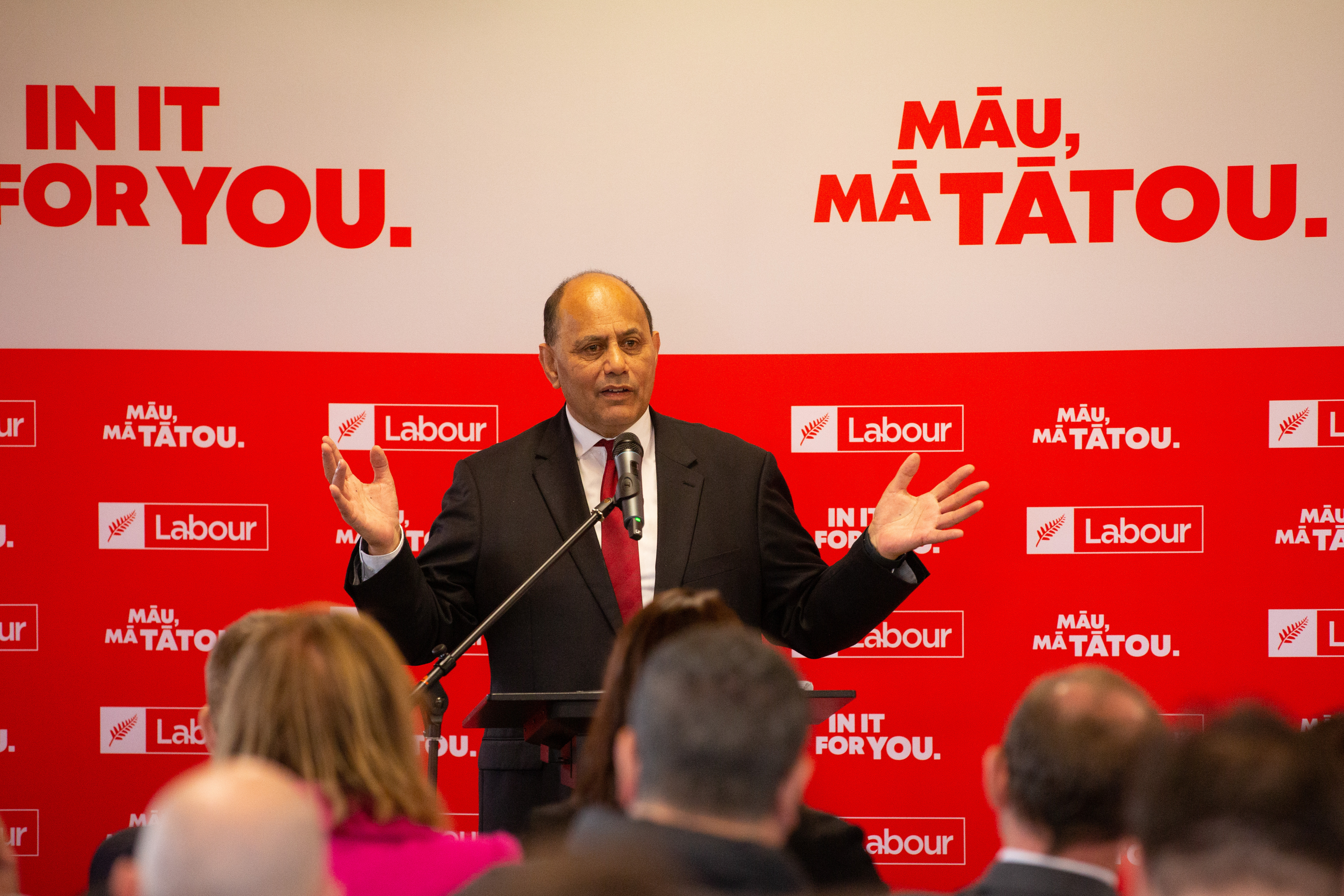 Labour Māori campaign chair Willie Jackson speaking at Ngā Whare Waatea Marae in Mangere, Auckland, for Labour's Māori campaign launch. Photo / Sylvie Whinray